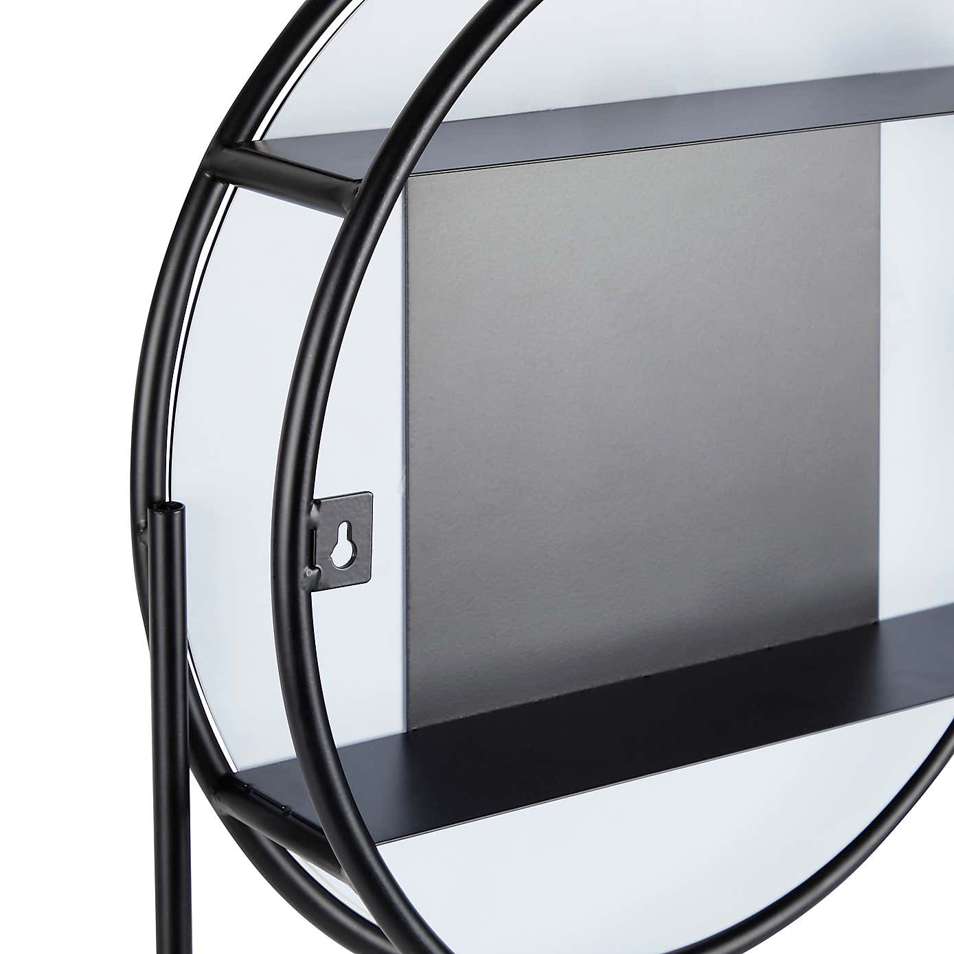 Elements Matte Black Wall Mirror with Storage