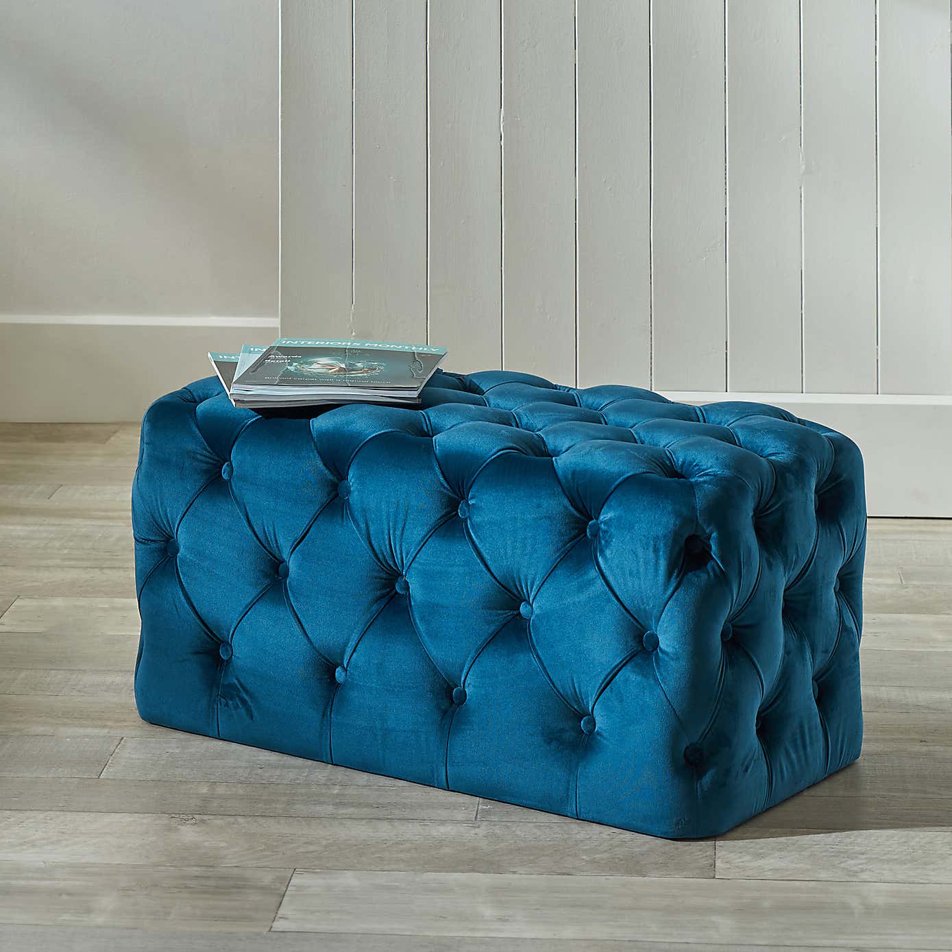 Seraphina Velvet Buttoned Ottoman