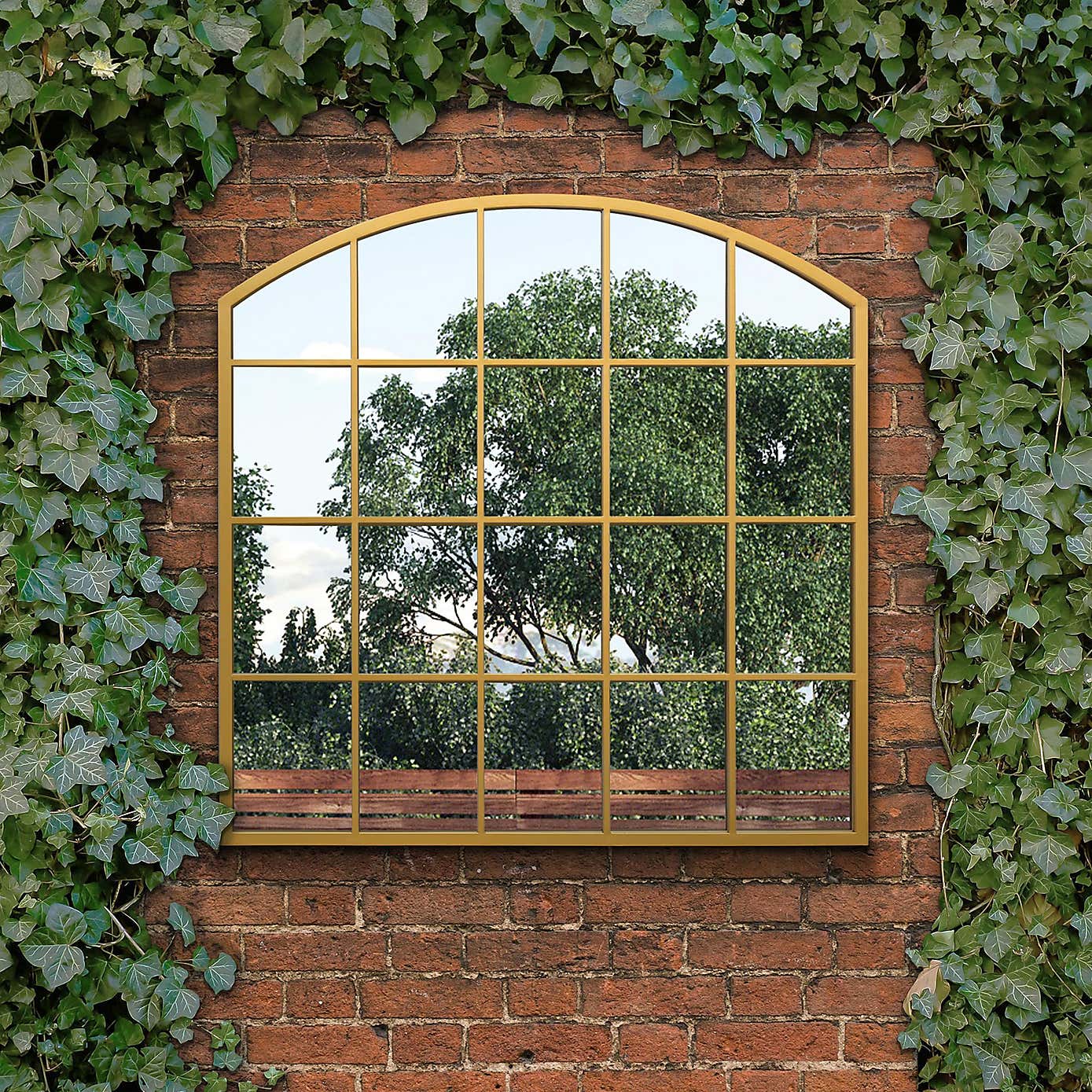 Arcus Arched Window Wide Indoor Outdoor Wall Mirror