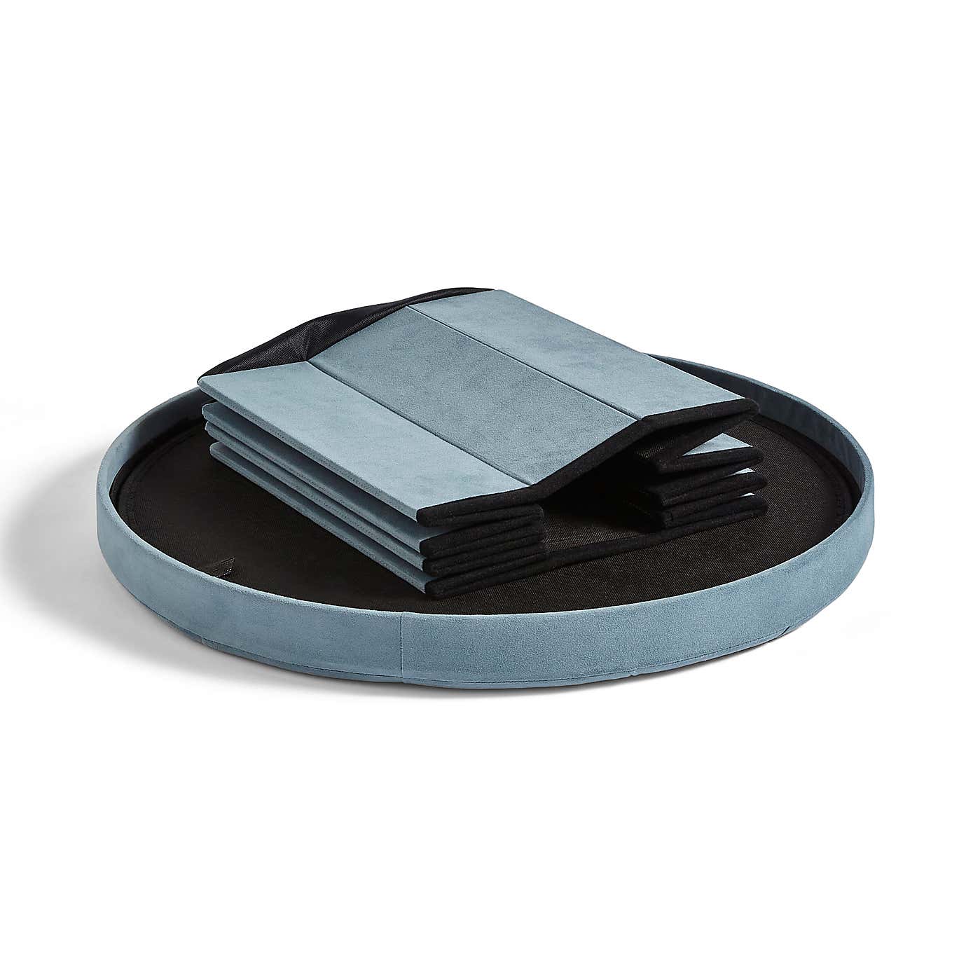 Smart Industrial Large Round Footstool Pacific Velvet