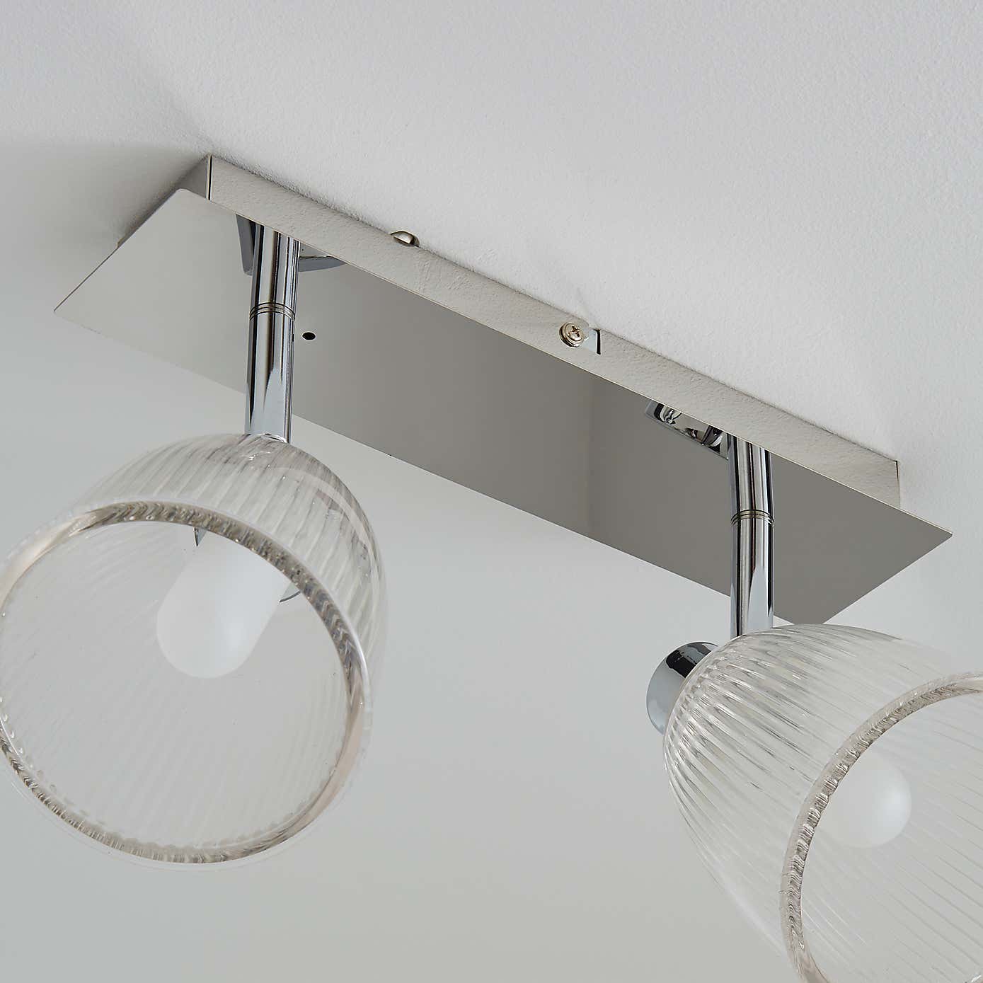 Bremont 2 Light Ribbed Glass Bathroom Spotlight