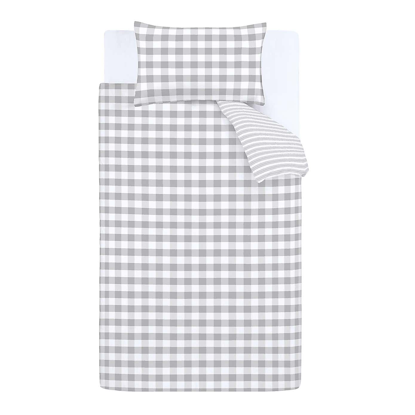 Bianca Check And Stripe 100% Cotton Duvet Cover and Pillowcase Set