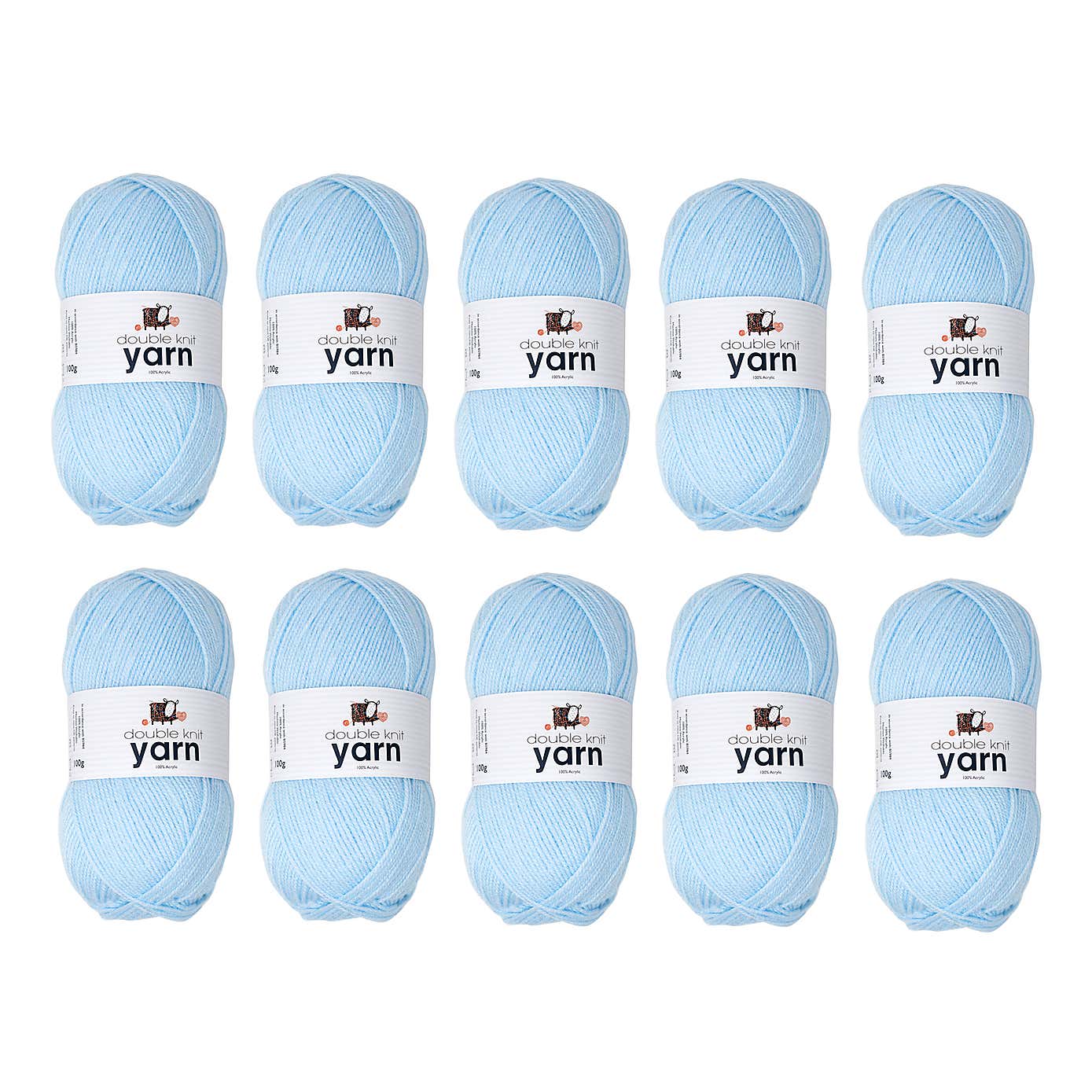 Pack of 10 DK Yarn 100g Balls