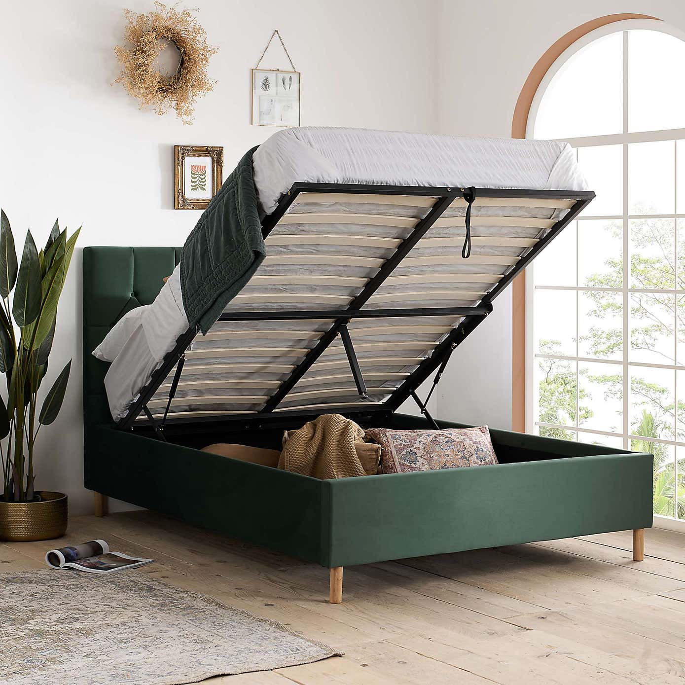 Loxley Velvet Ottoman Bed