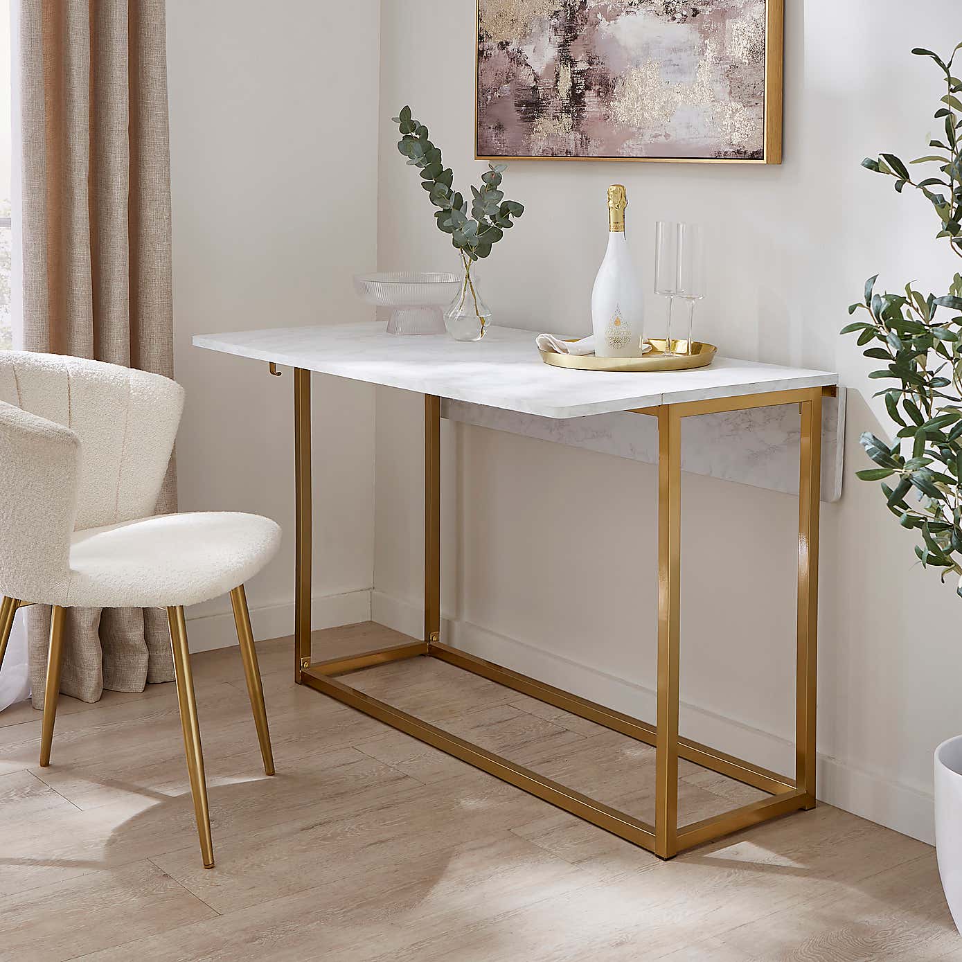Kendall Console Dining Table, 40cm to 120cm White