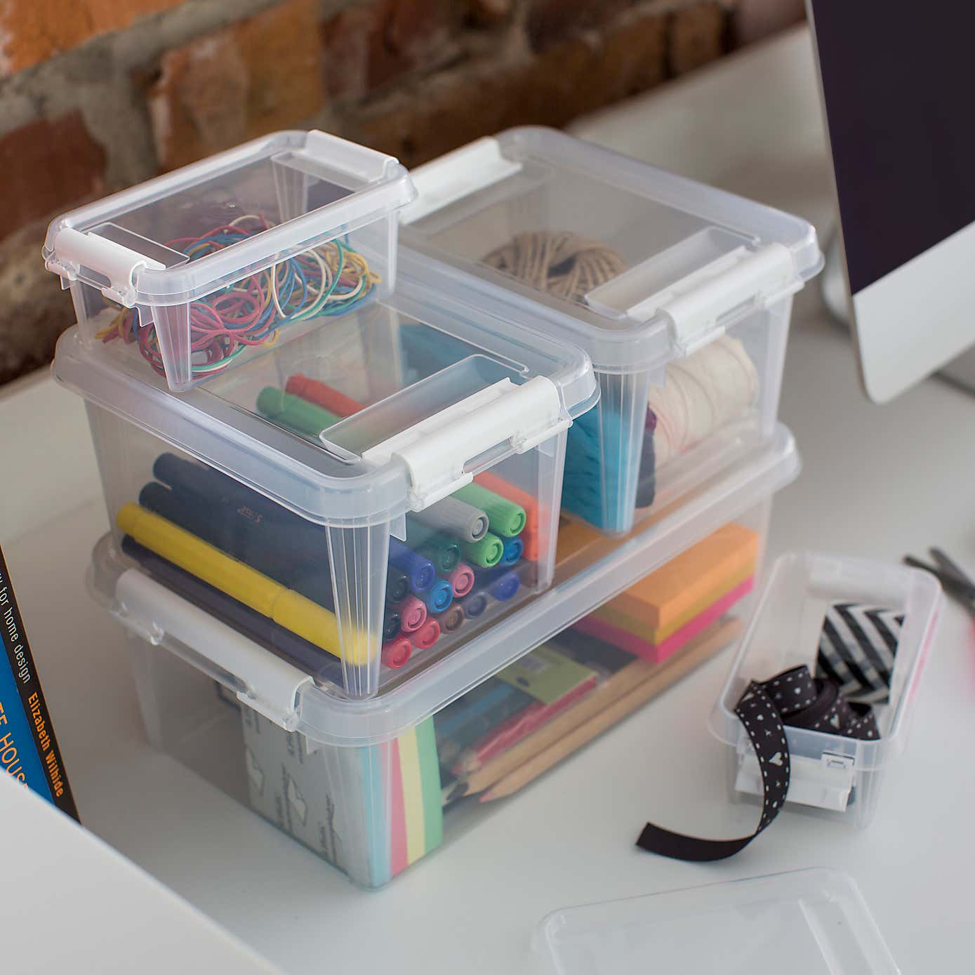 SmartStore Home 1.5L Set of 8 Storage Boxes, Clear