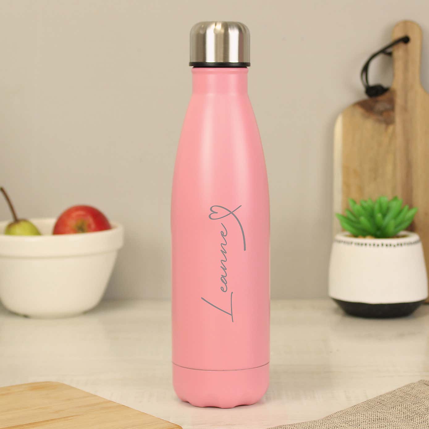 Personalised Heart Metal Insulated Drinks Bottle