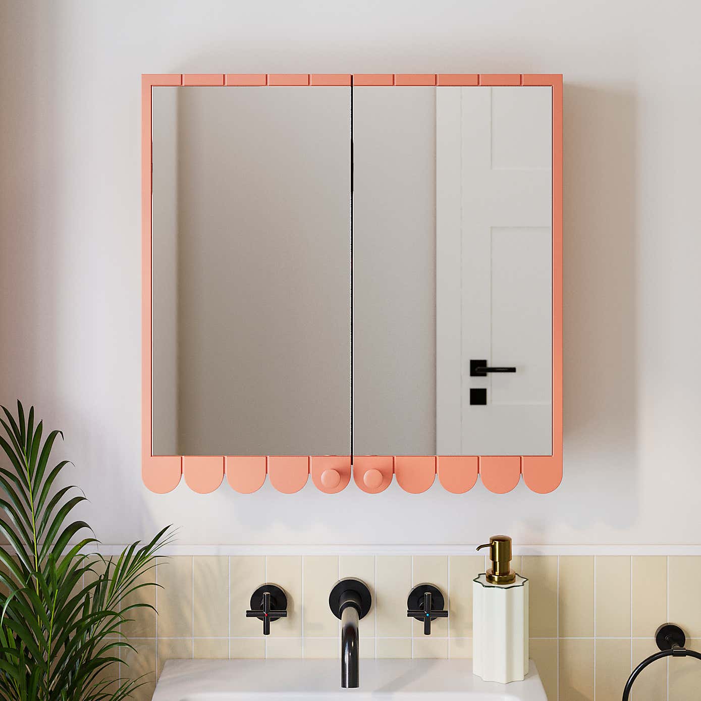 Scallop Mirror Wall Cabinet