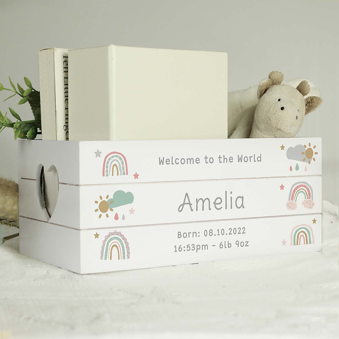 Personalised Rainbow Wooden Crate