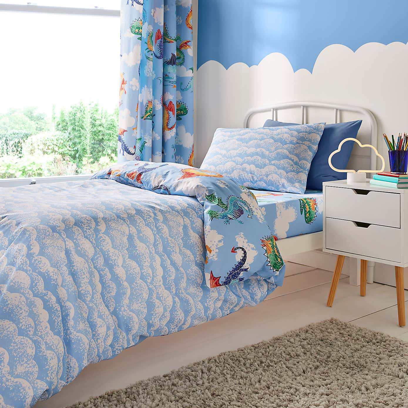 Dragons 100% Cotton Reversible Duvet Cover and Pillowcase Set