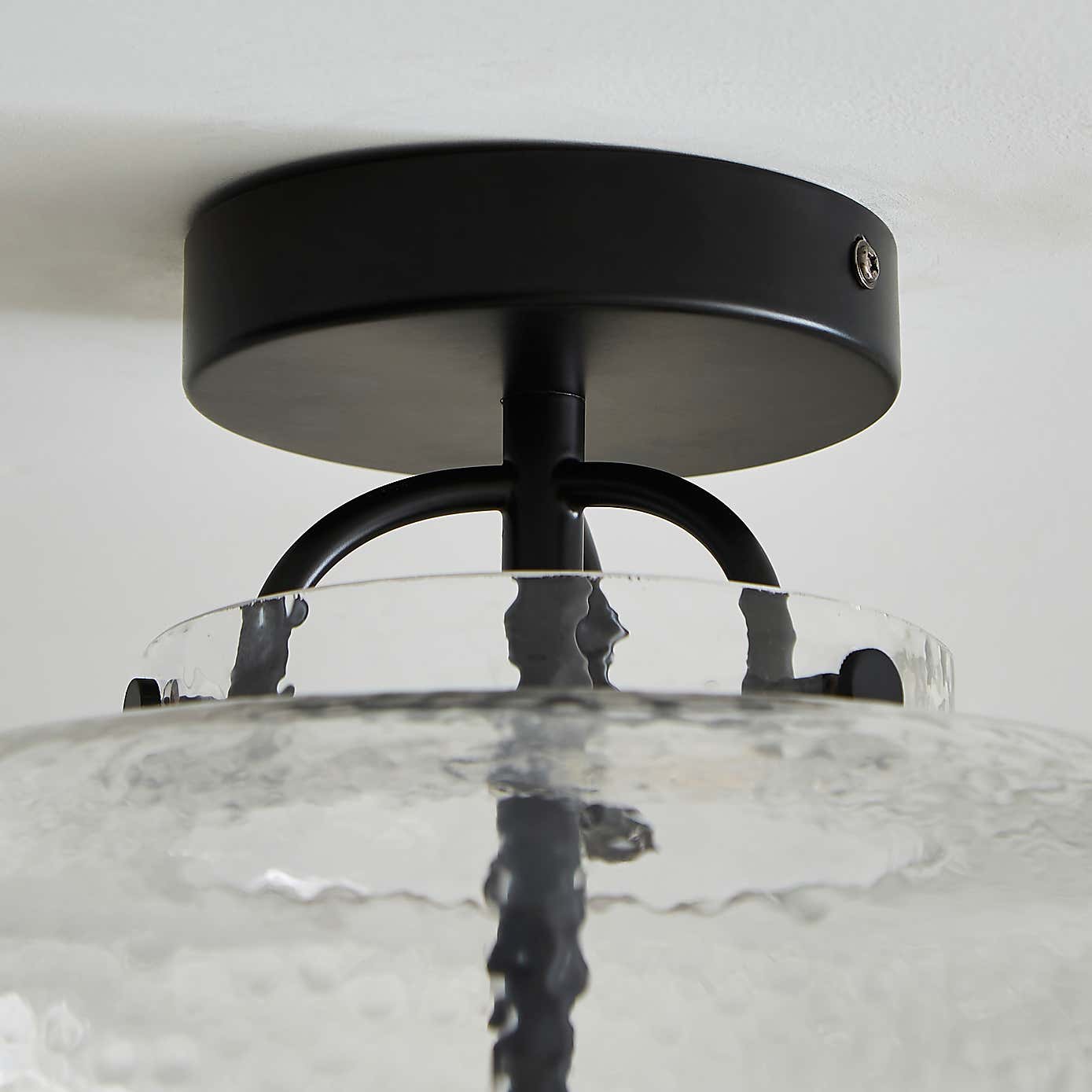 Henri Industrial 2 Light Mottled Glass Semi Flush Ceiling Light