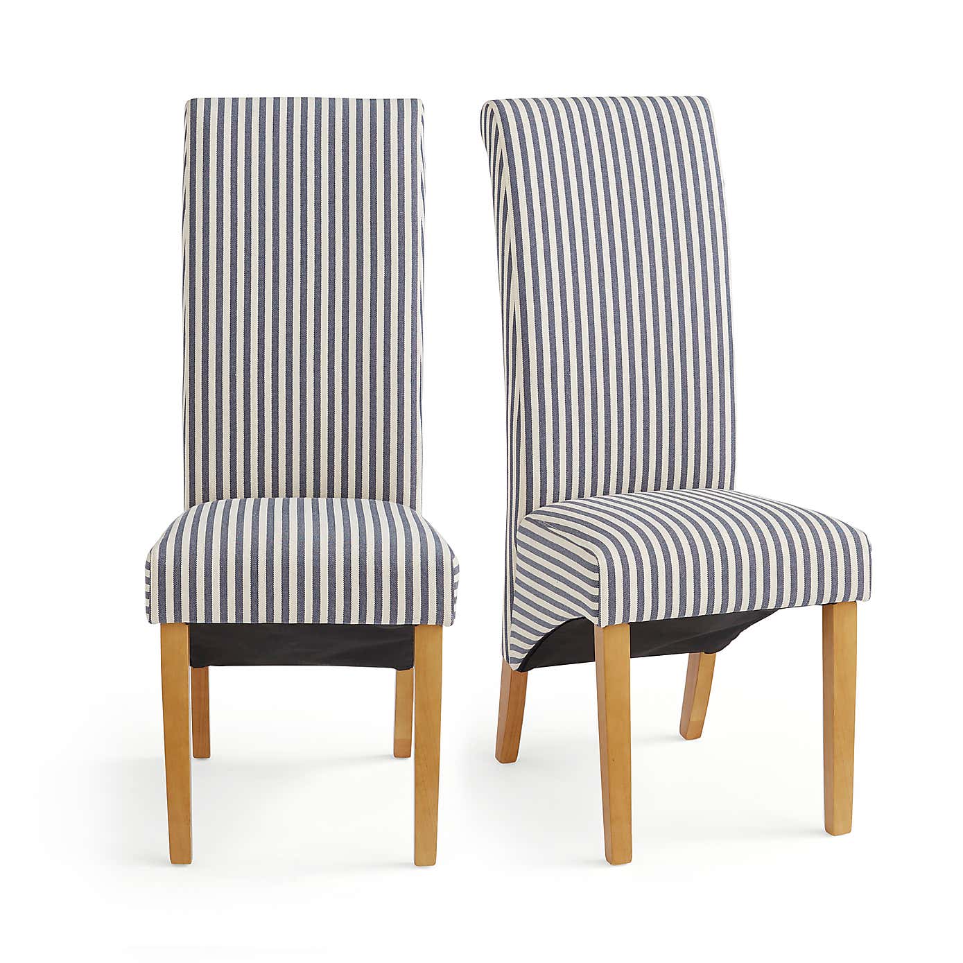 Set of 2 Chester Linford Stripe Dining Chairs, Fabric