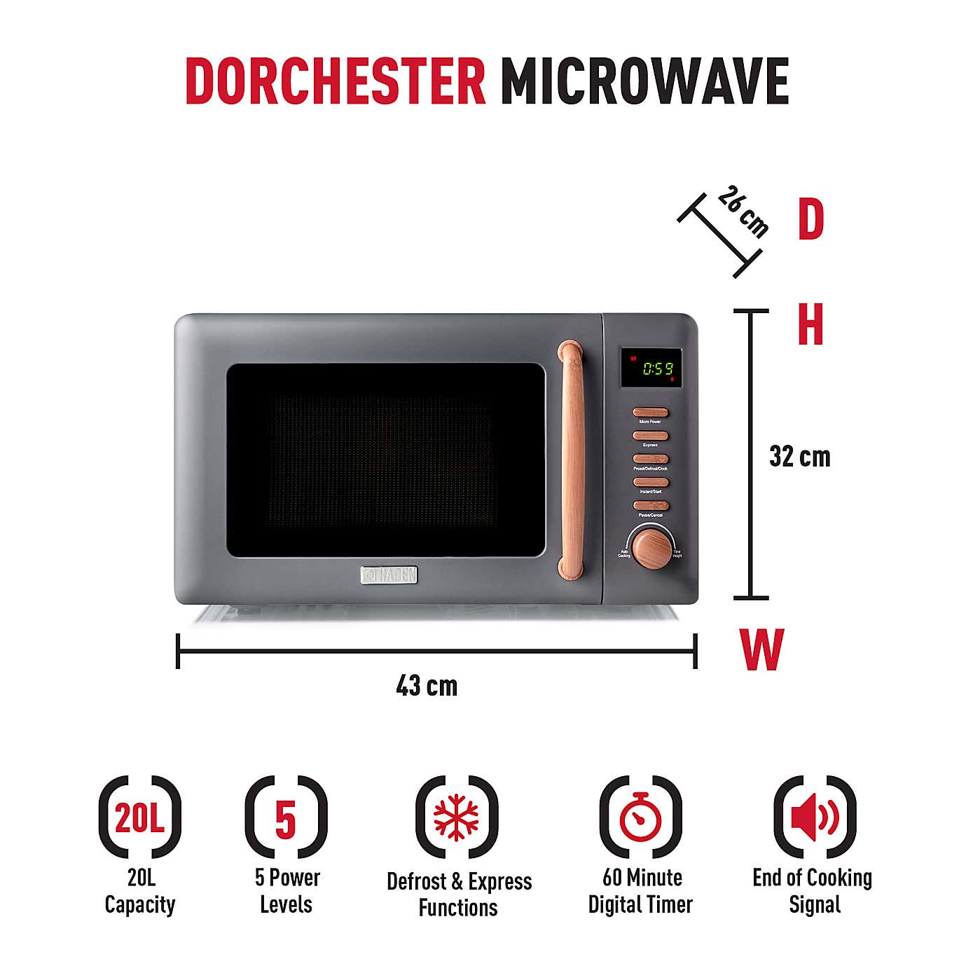 Haden Dorchester 20L 800W Microwave