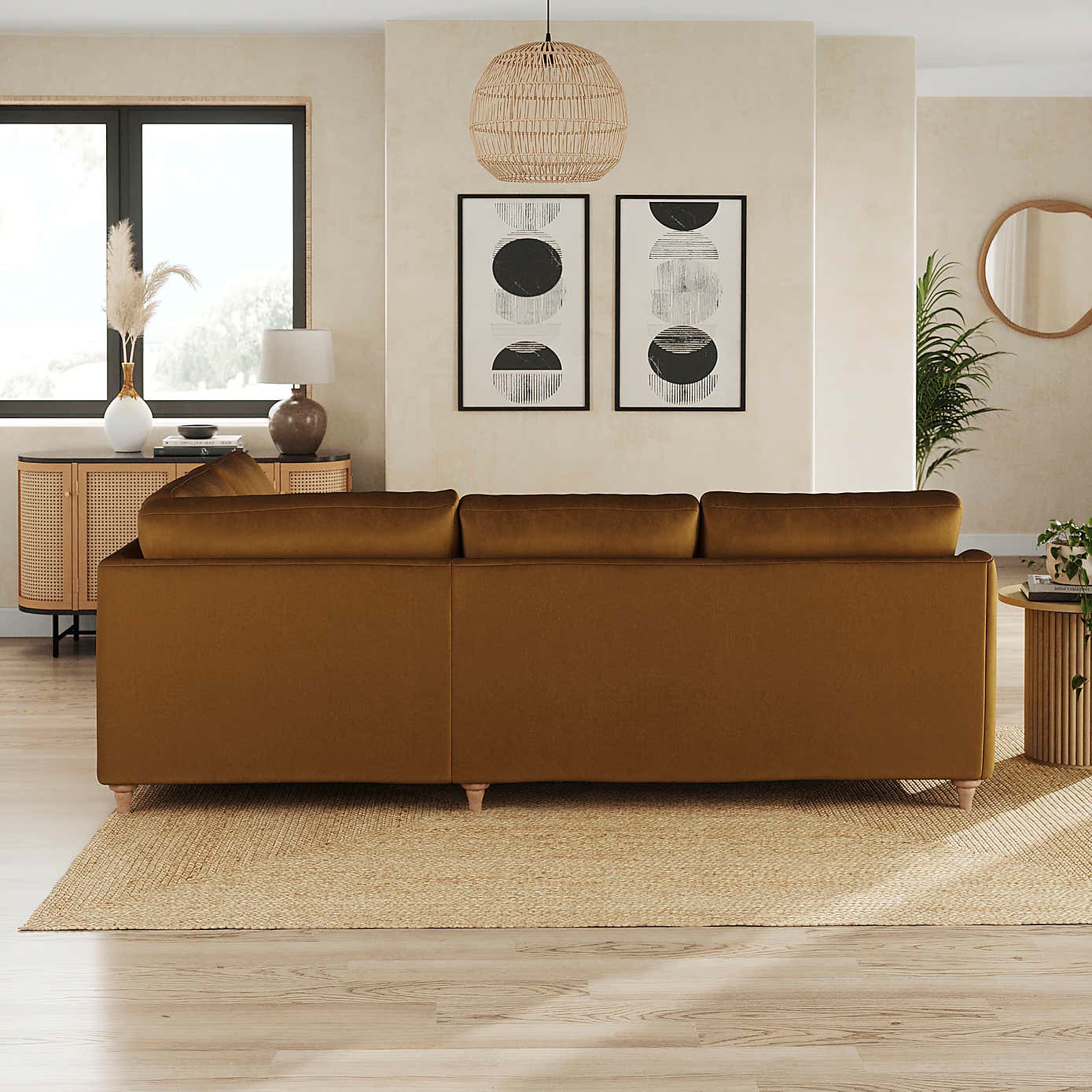 Hattie Matte Plush Velvet Corner Sofa