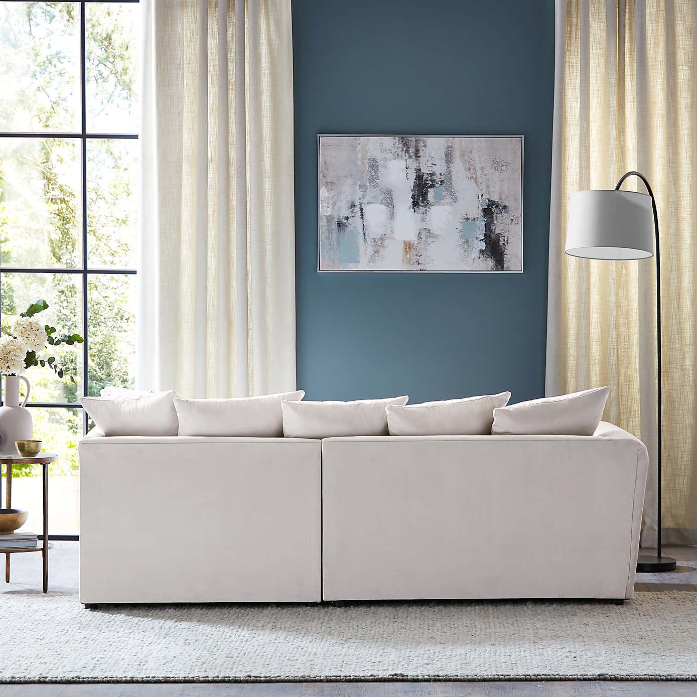 Blake Opulent Velvet Curved Quilted Arm Corner Sofa