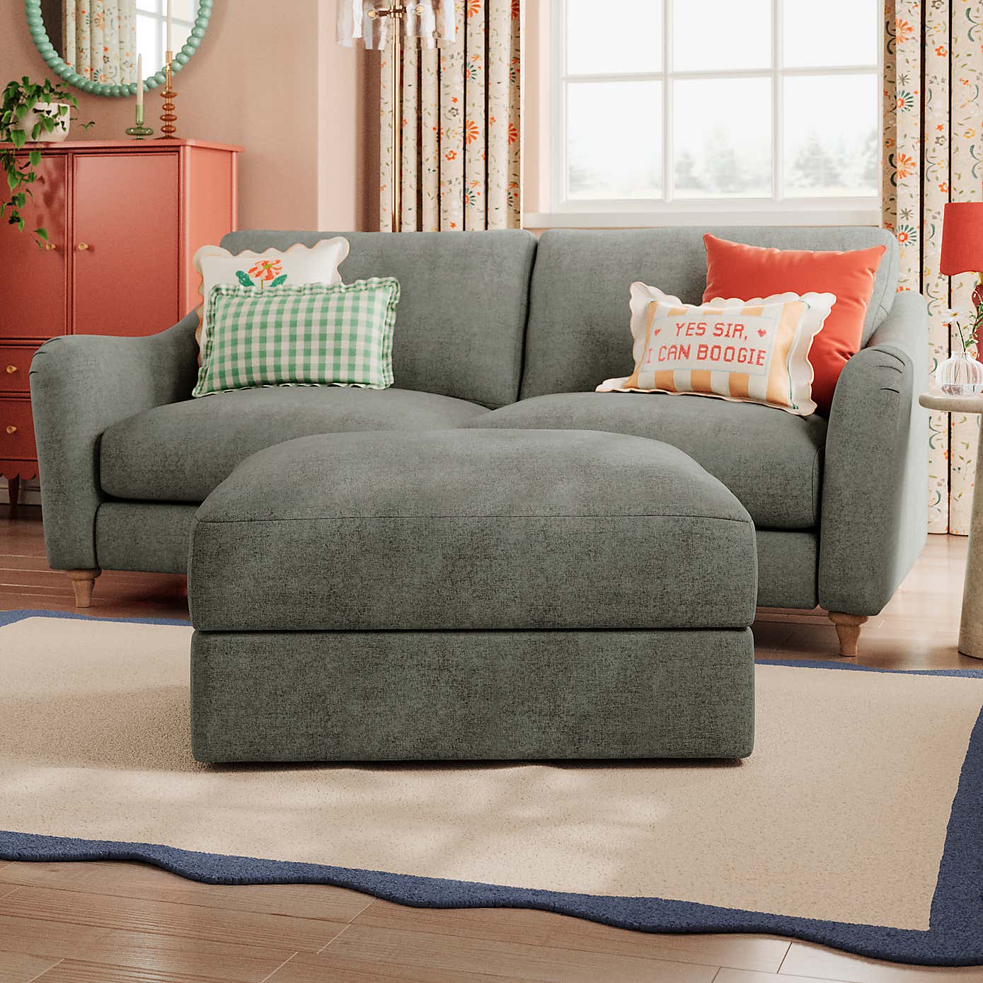 Hattie Tonal Plush Chenille Storage Footstool