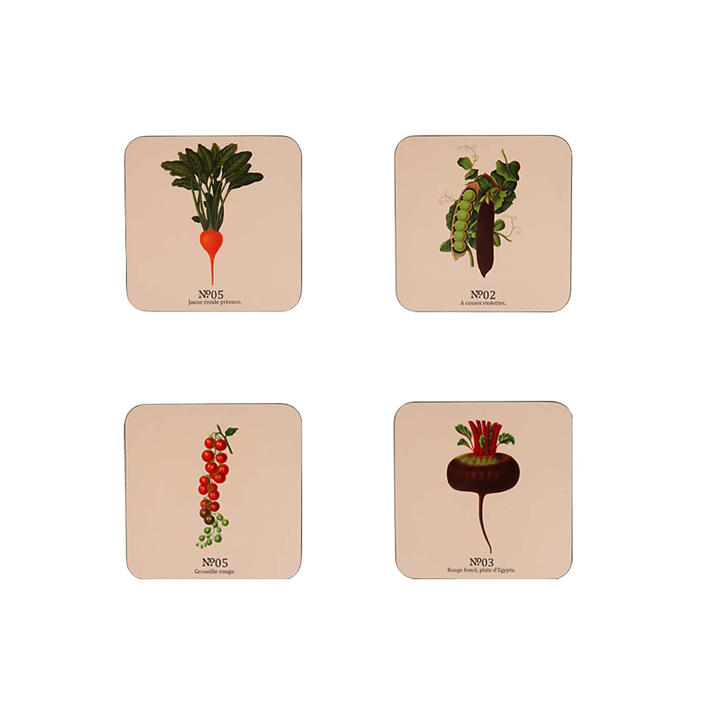 RHS by Dexam Benary Vegetables Set of 4 Coasters
