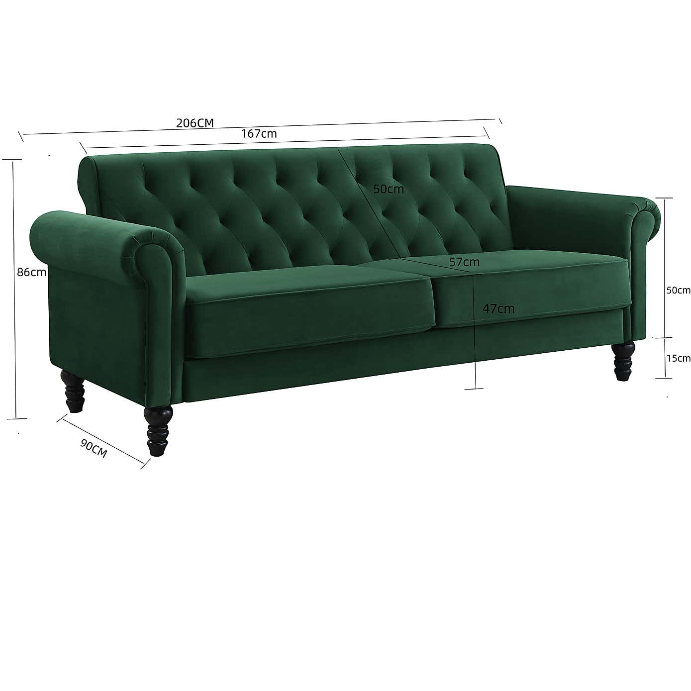 Greta Velvet 3 Seater Sofa