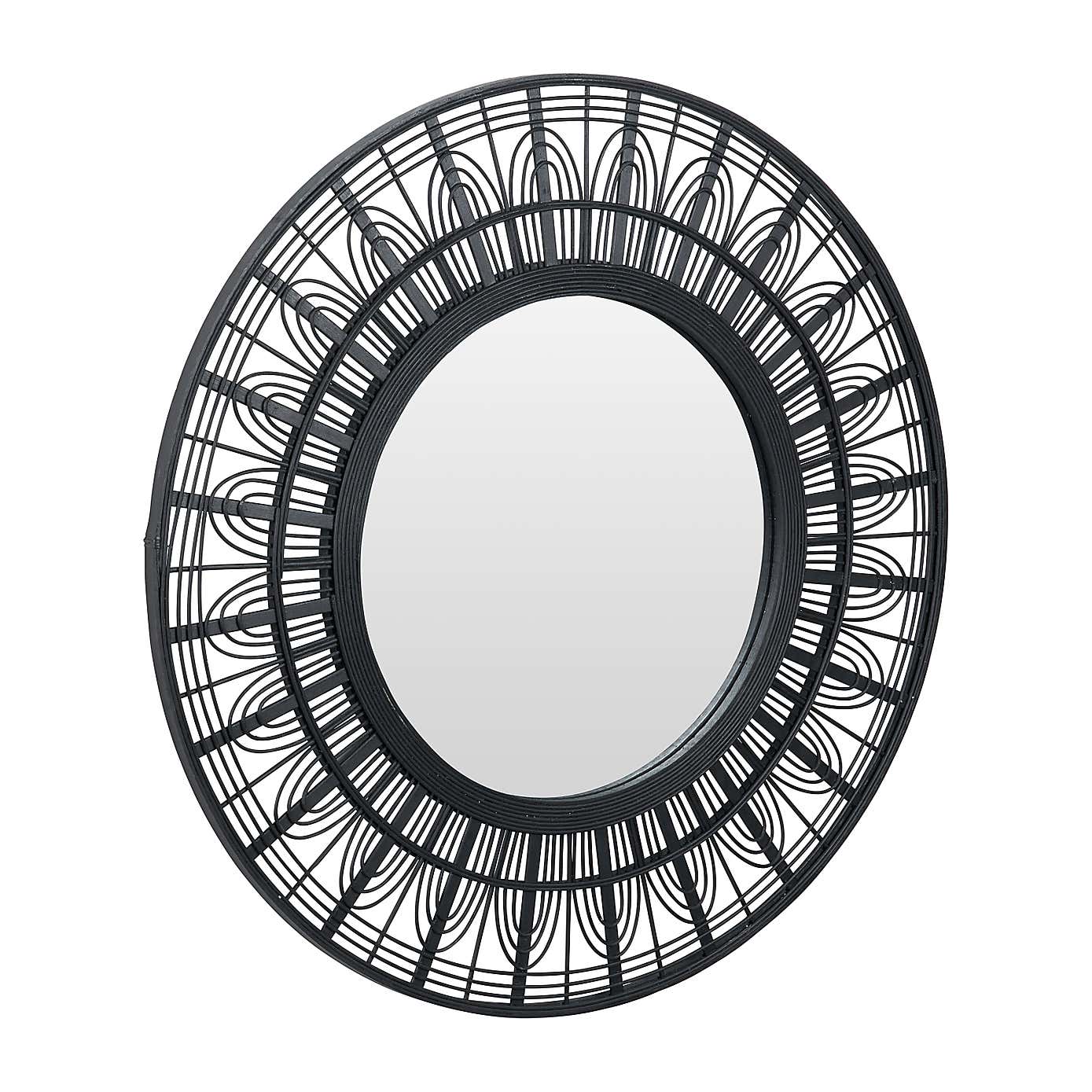 Bamboo Frame Round Wall Mirror