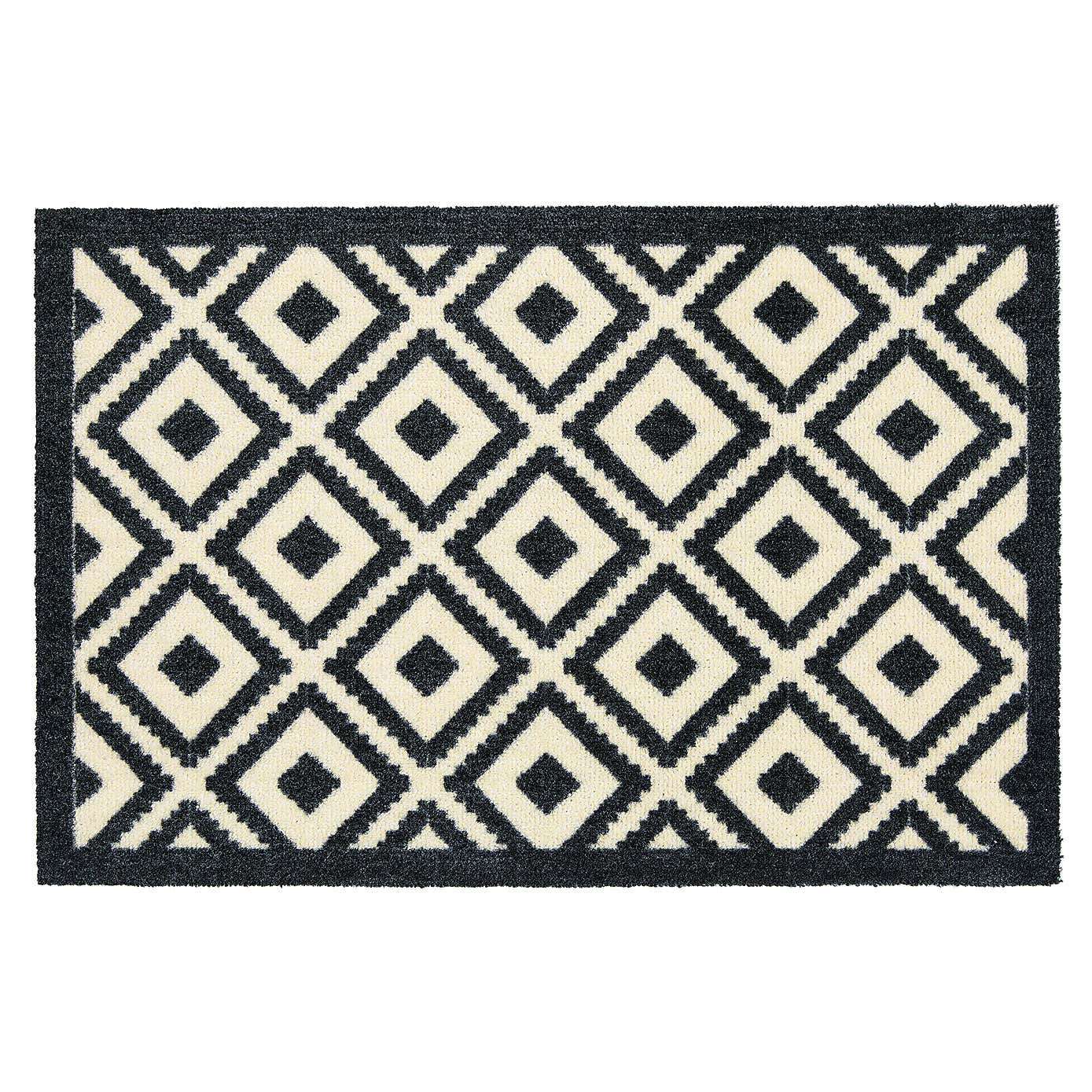 Marvel Geometric Black & White Washable Doormat