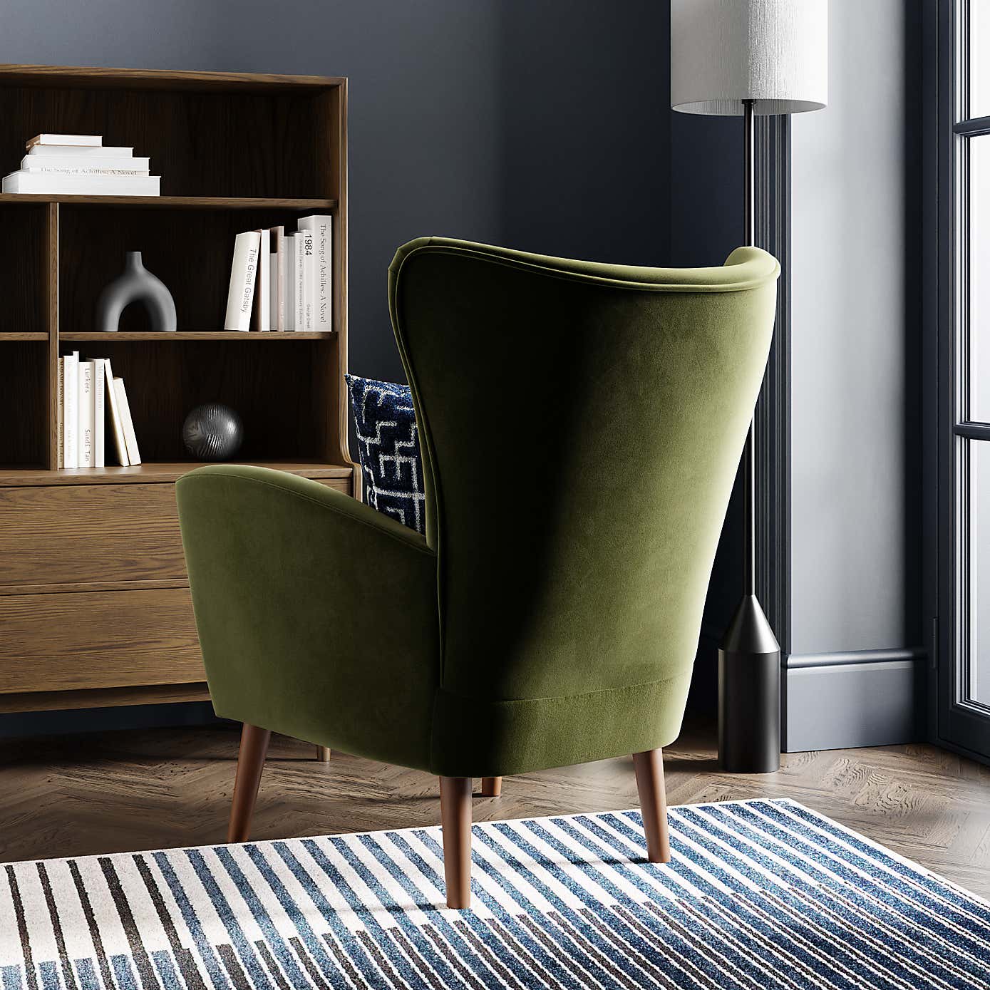 Sven Velvet Modern Wing Chair