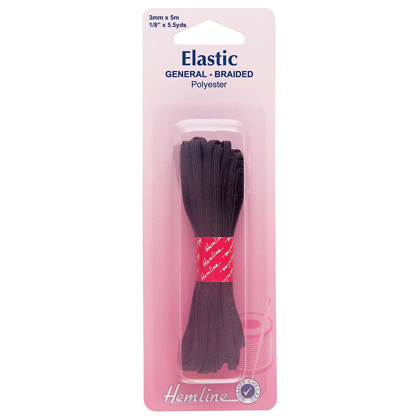 Hemline Black Elastic 1m
