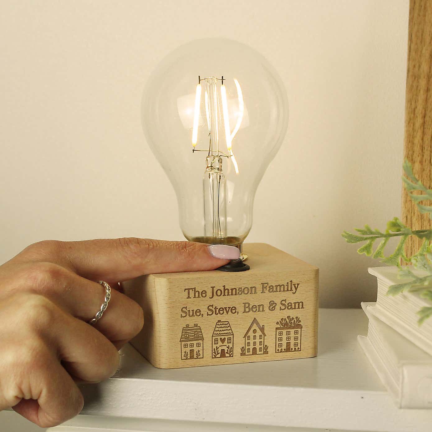 Personalised Home Wooden Light Bulb