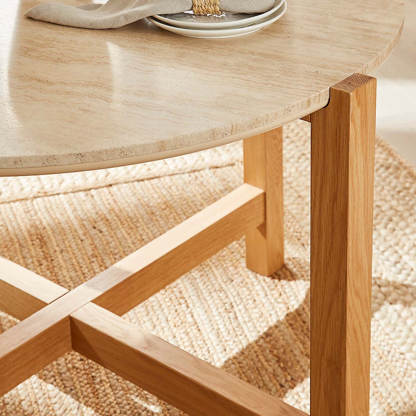 Halton 4 Seater Round Dining Table, Oak