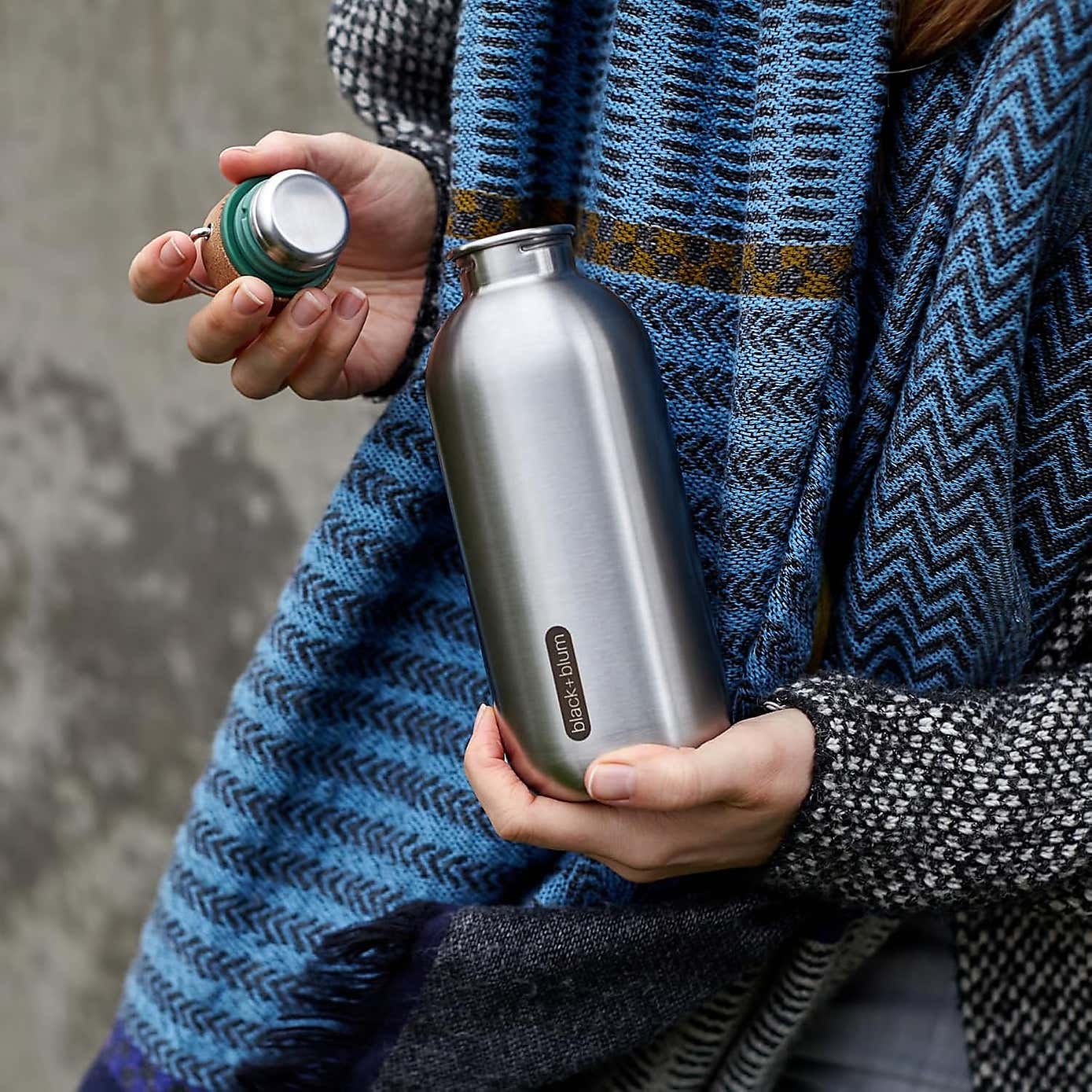 Black and Blum Steel Water Bottle