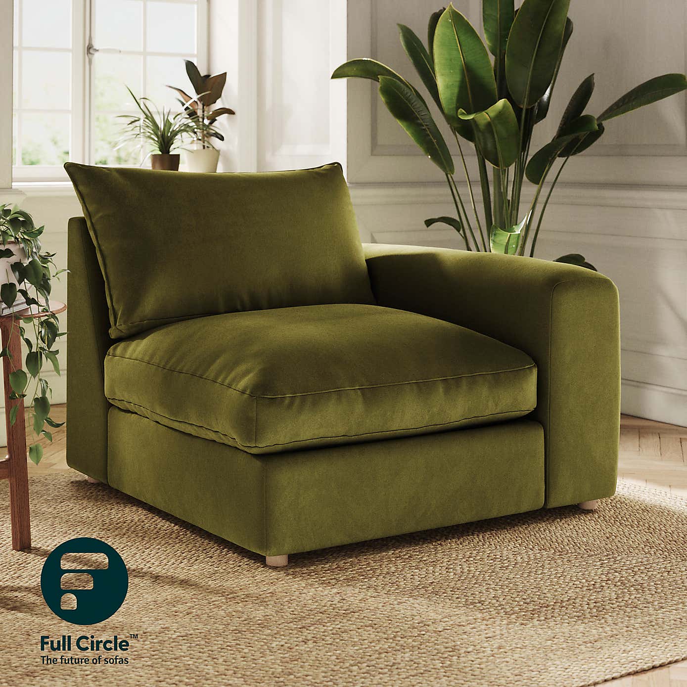 Full Circle Austin Luxury Velvet Modular Arm Corner Piece