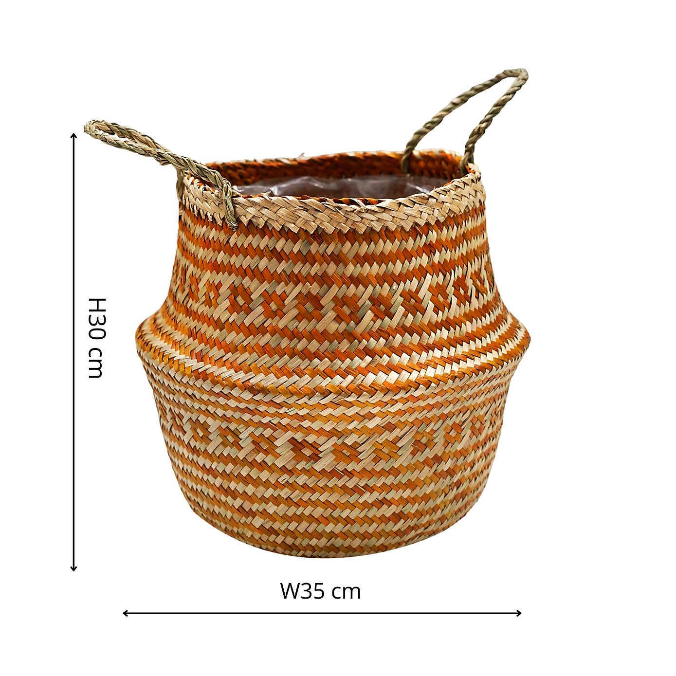 Medium Seagrass Tribal Black Lined Basket
