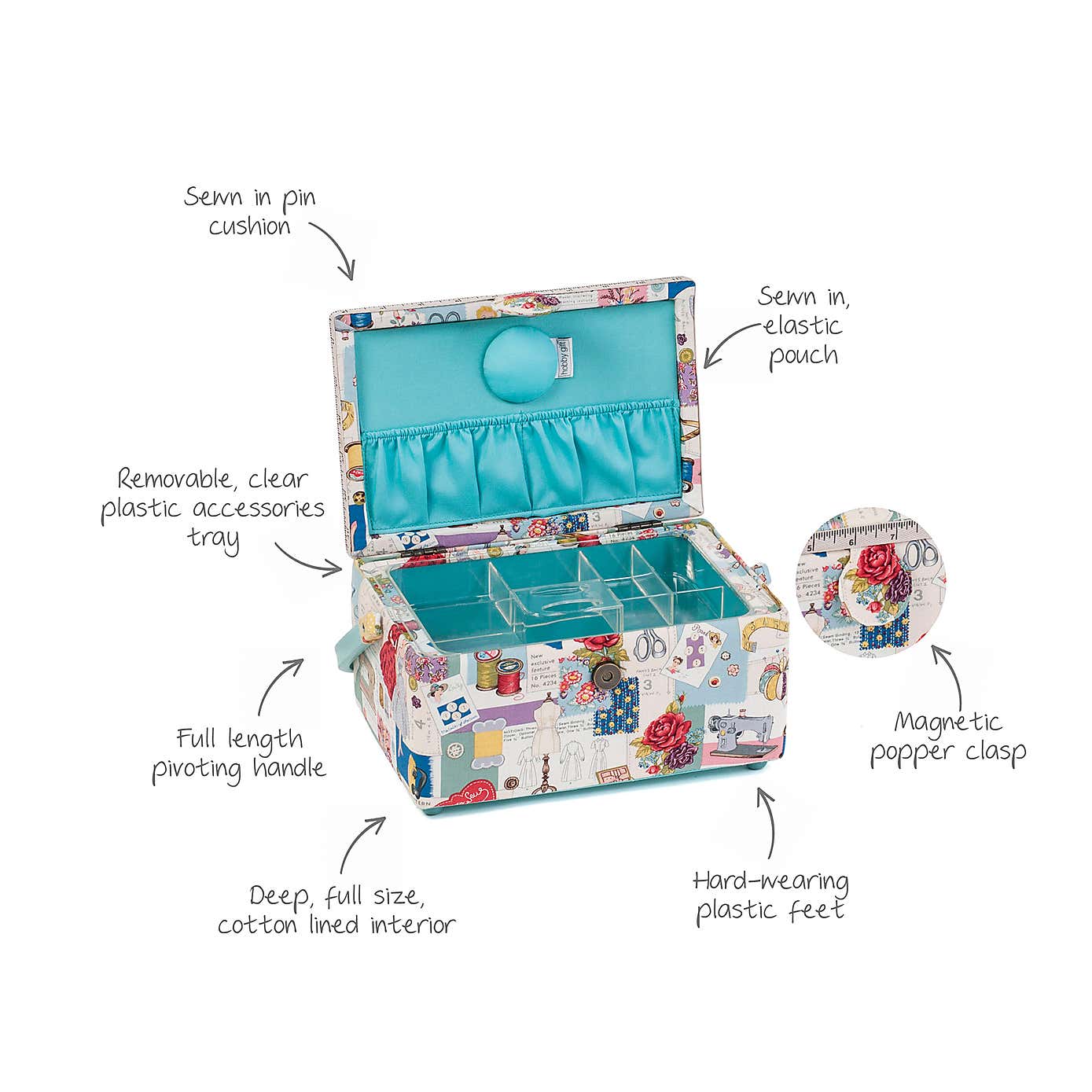 Hobby Gift Sew Retro Medium Sewing Box Multi