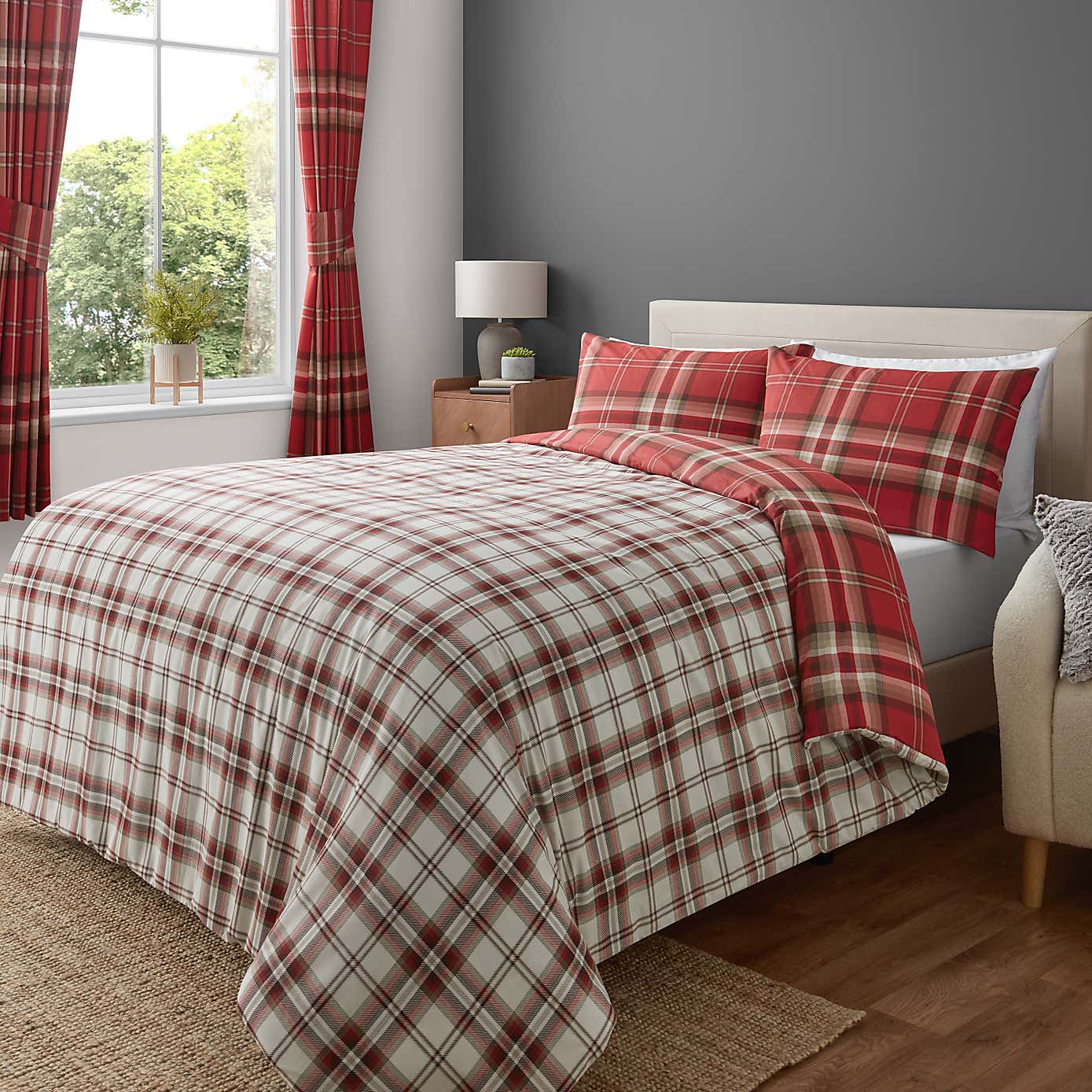 Catherine Lansfield Kelso Check Duvet Cover & Pillowcase Set