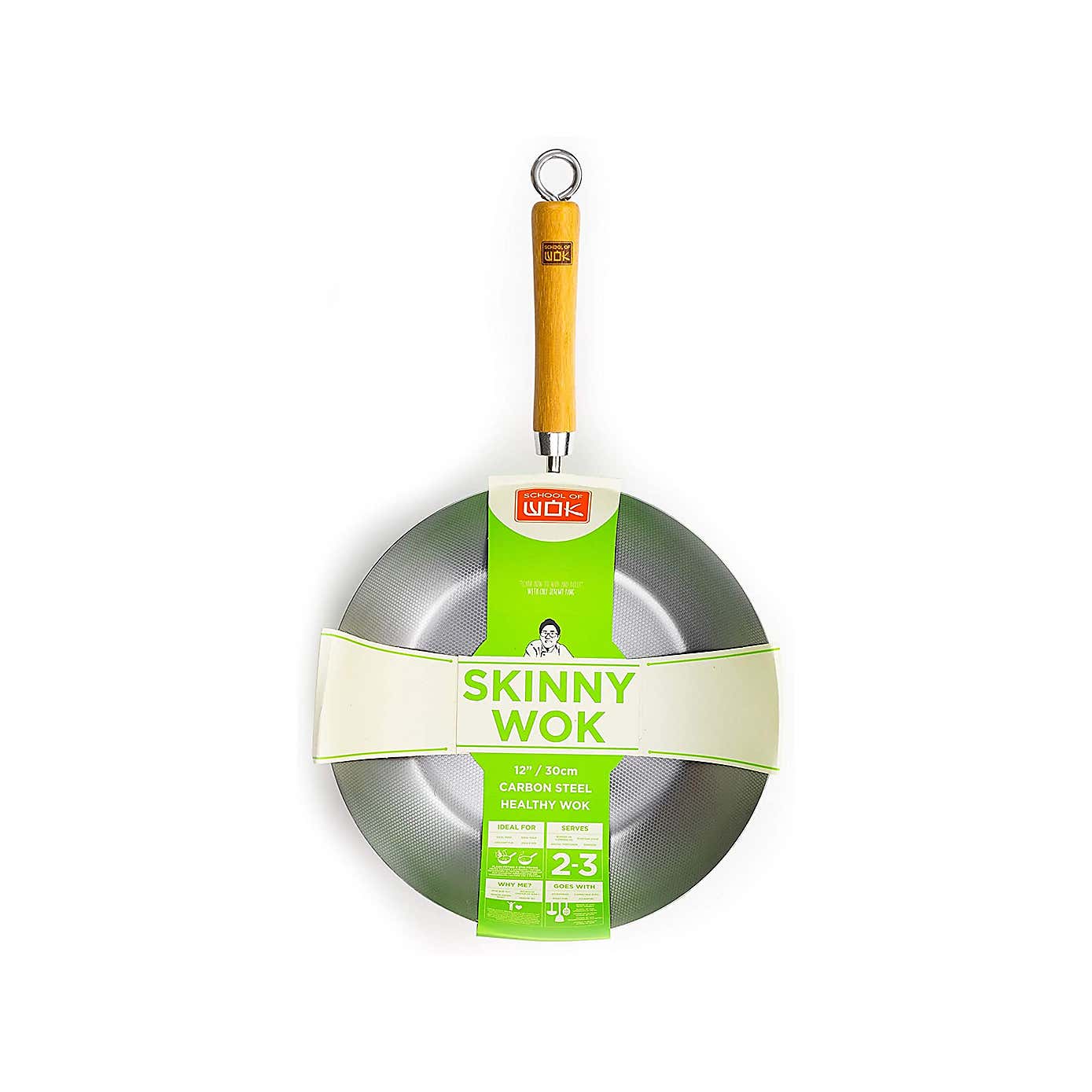 School of Wok 30cm Skinny Uncoated Carbon Steel Wok