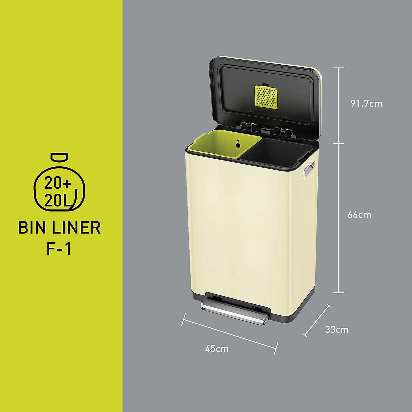 EKO X-Cube 20/20L Cream Recycling Bin