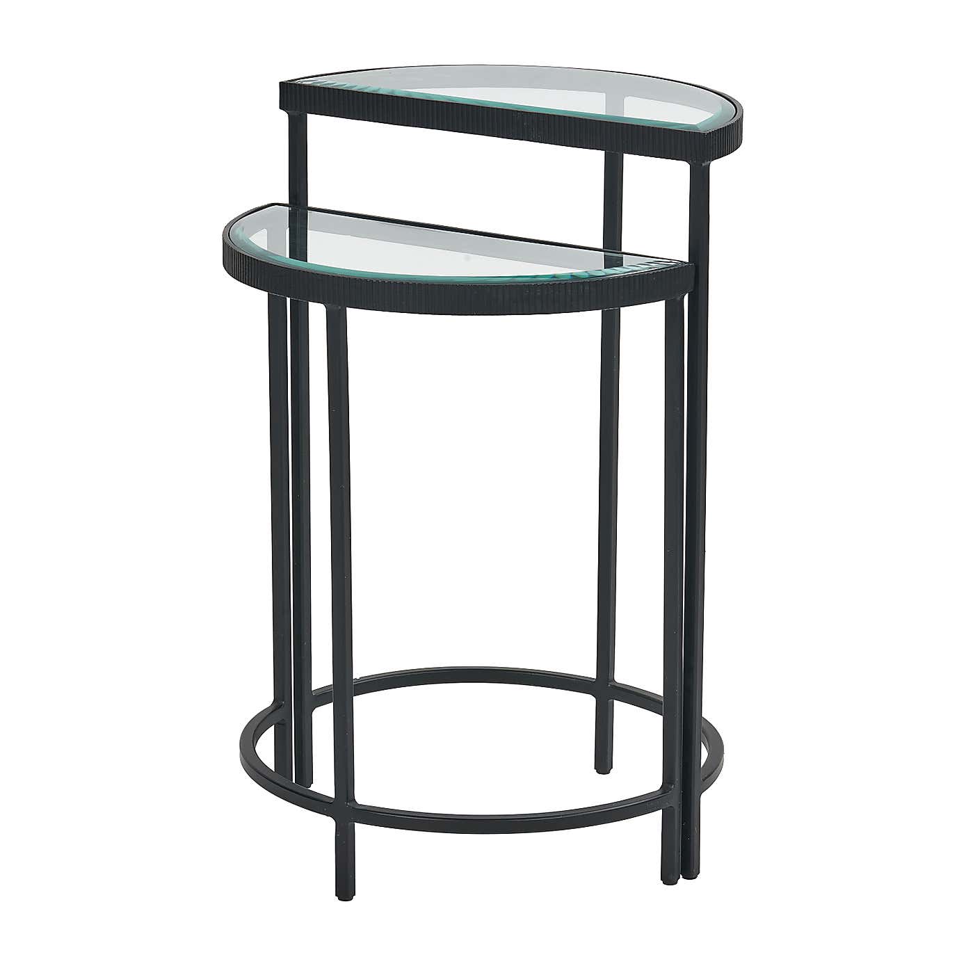 Marazzi Half Moon Side Tables, Bevelled Glass