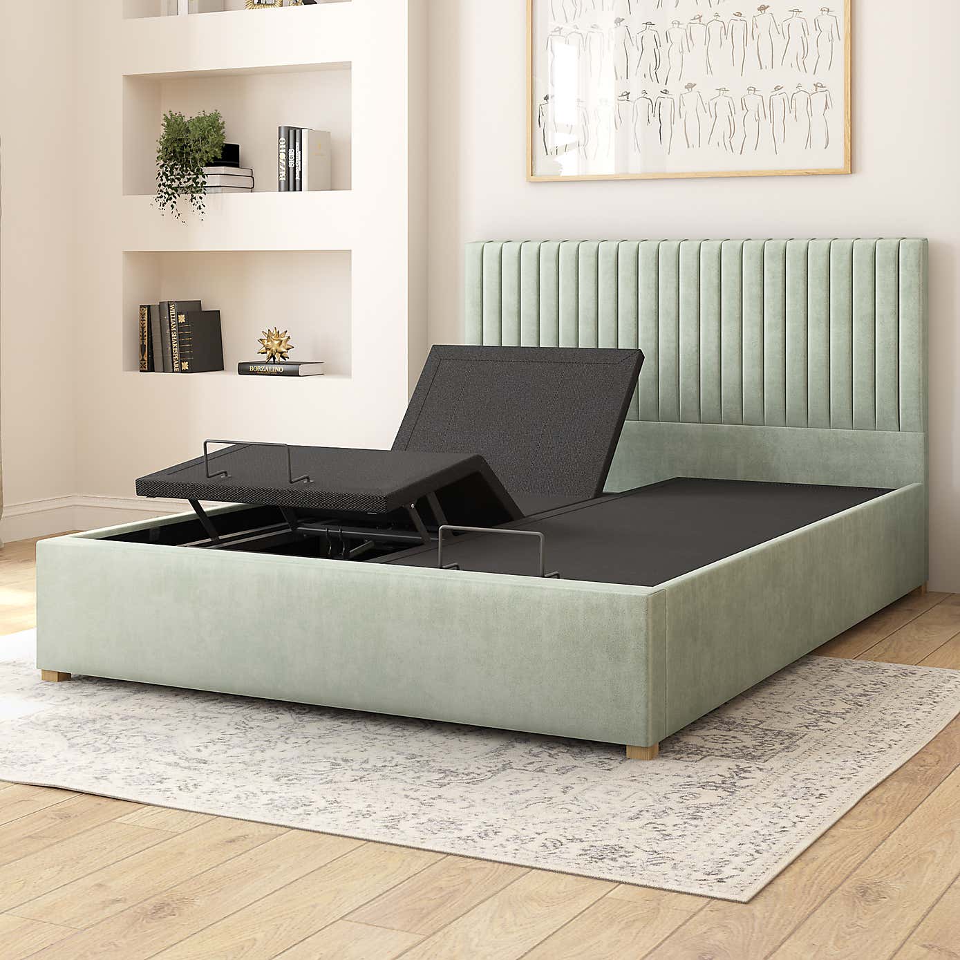 Grant Plush Velvet Adjustable Bed