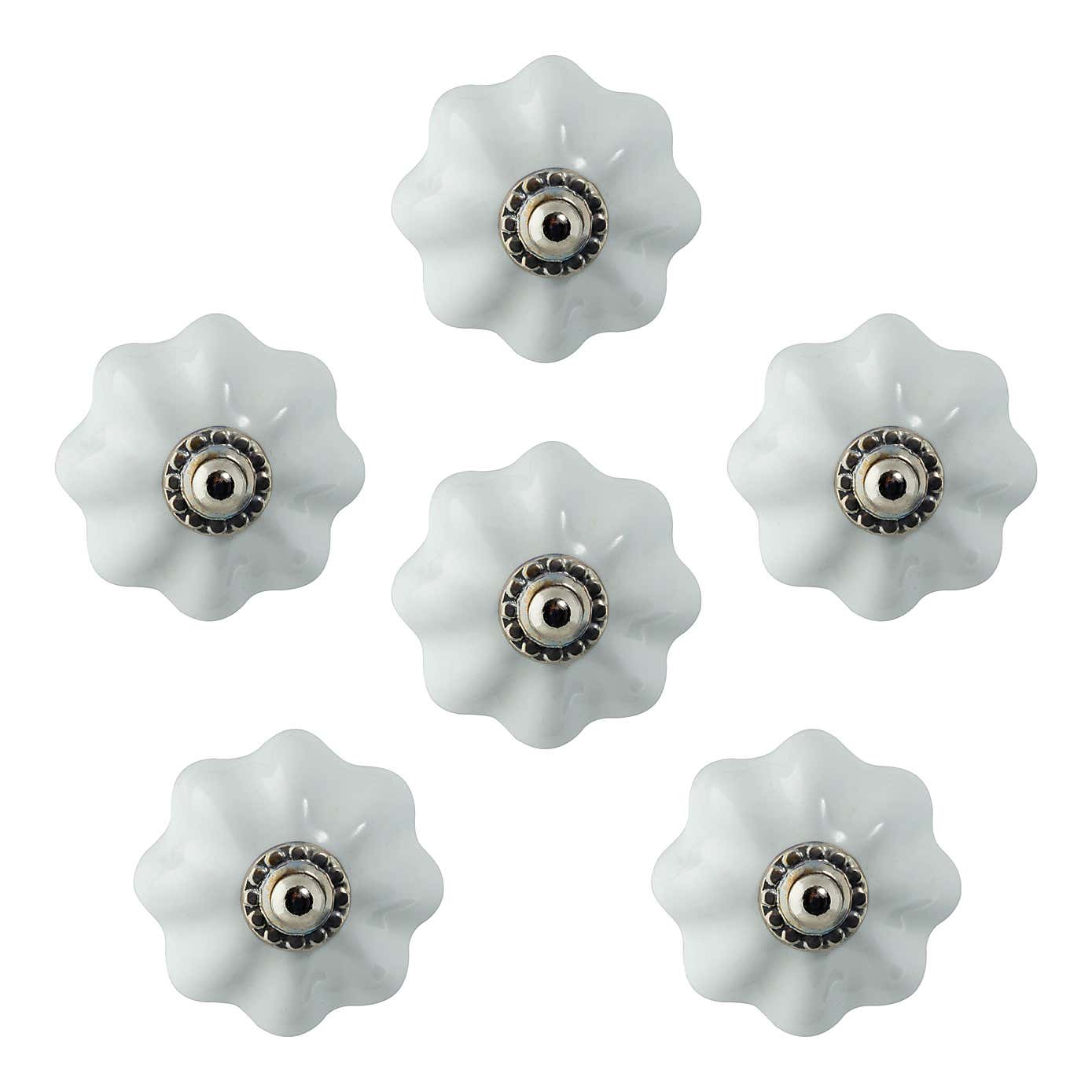 Pack of 6 Nicola Spring Flower Shaped Drawer Knobs