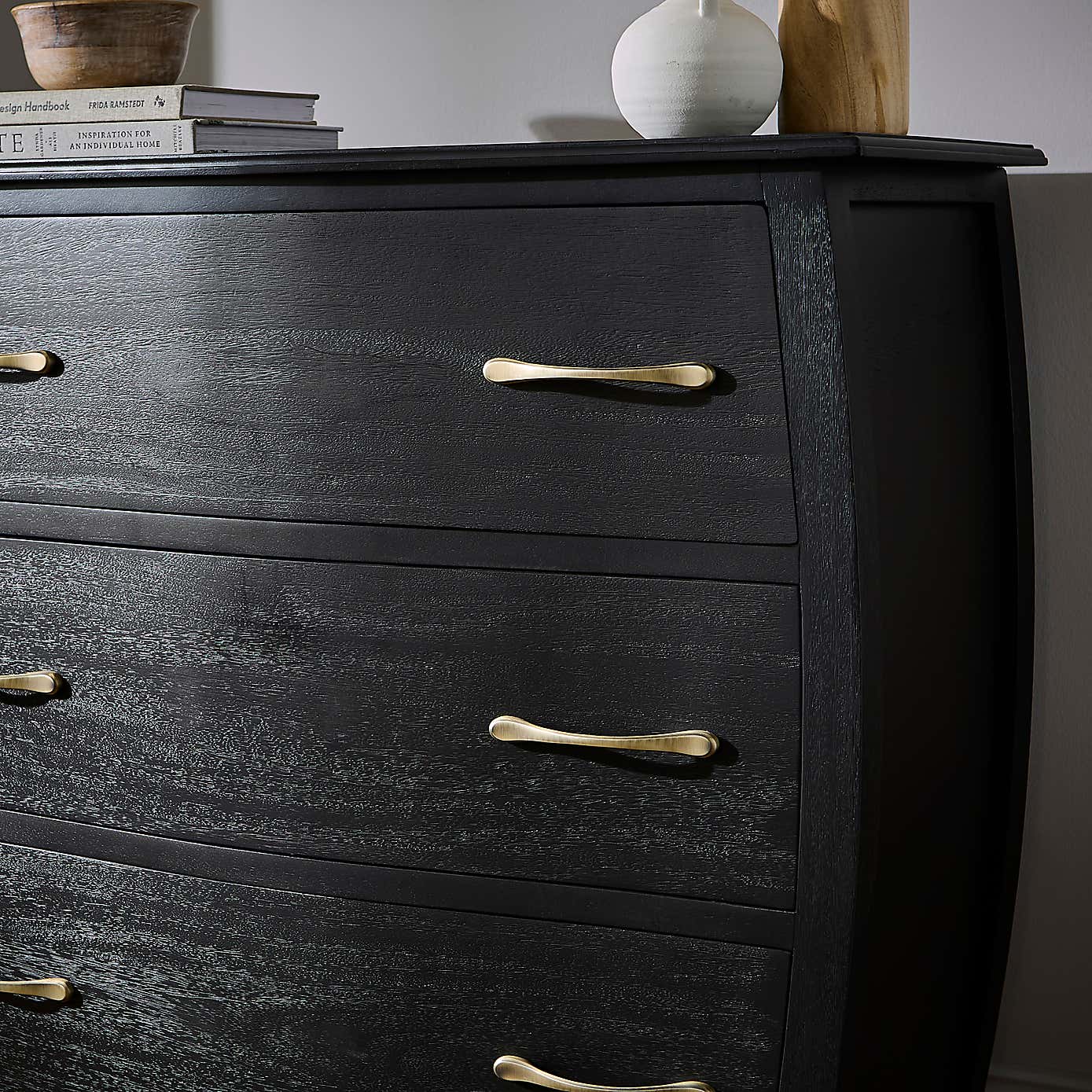Keiko 3 Drawer Chest, Black Mango Wood
