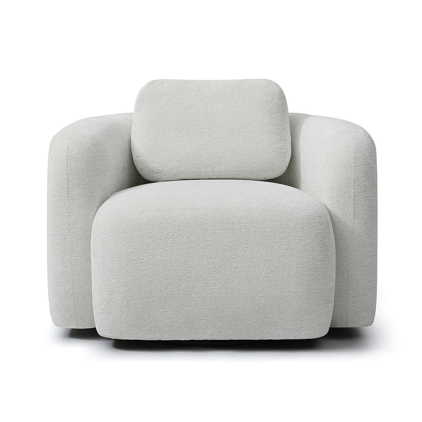Max Natural Soft Chenille Curved Swivel Accent Chair