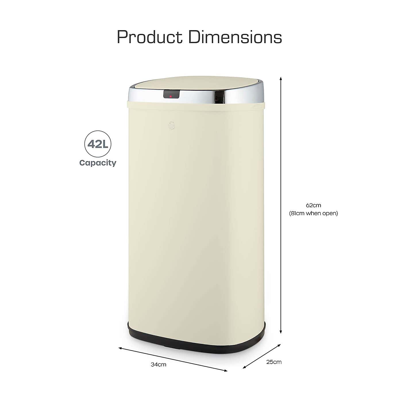 Swan 42L Square Sensor Bin