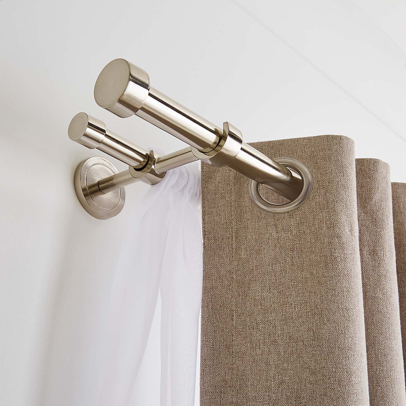 Trinity Double Layer Extendable Metal Eyelet Curtain Pole