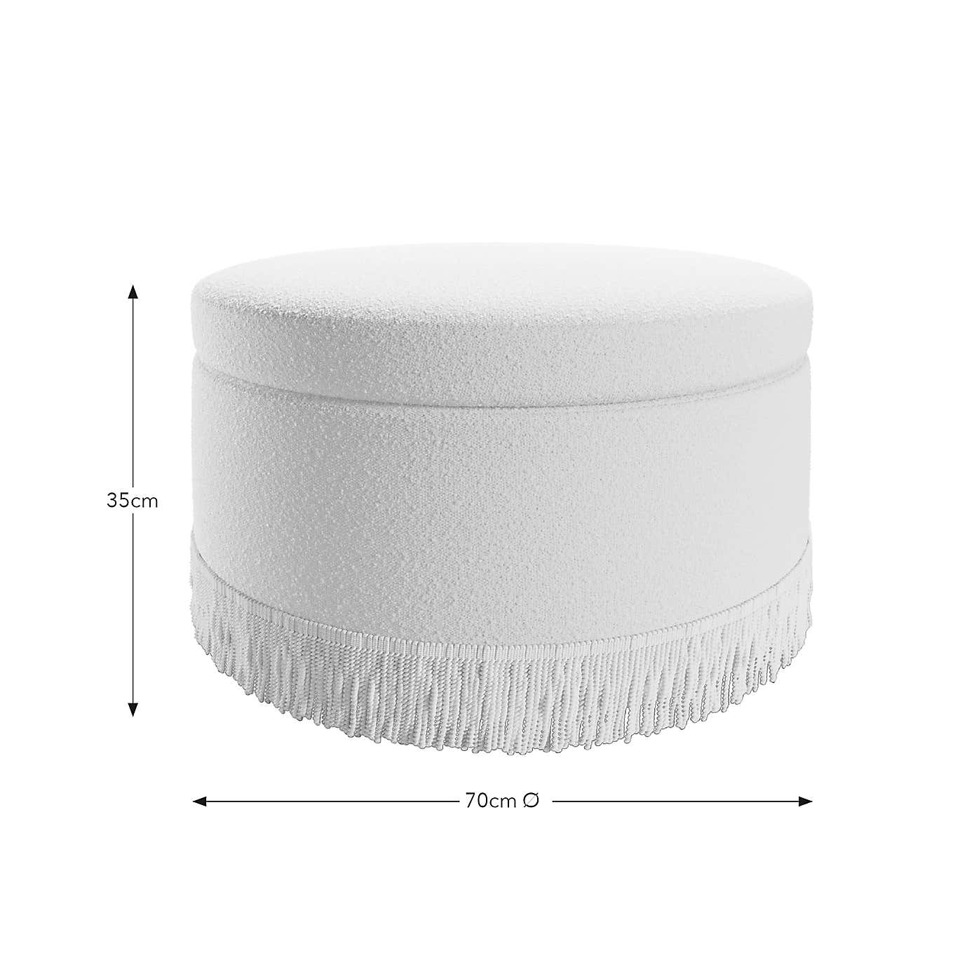 Round Tassel Boucle Storage Pouffe