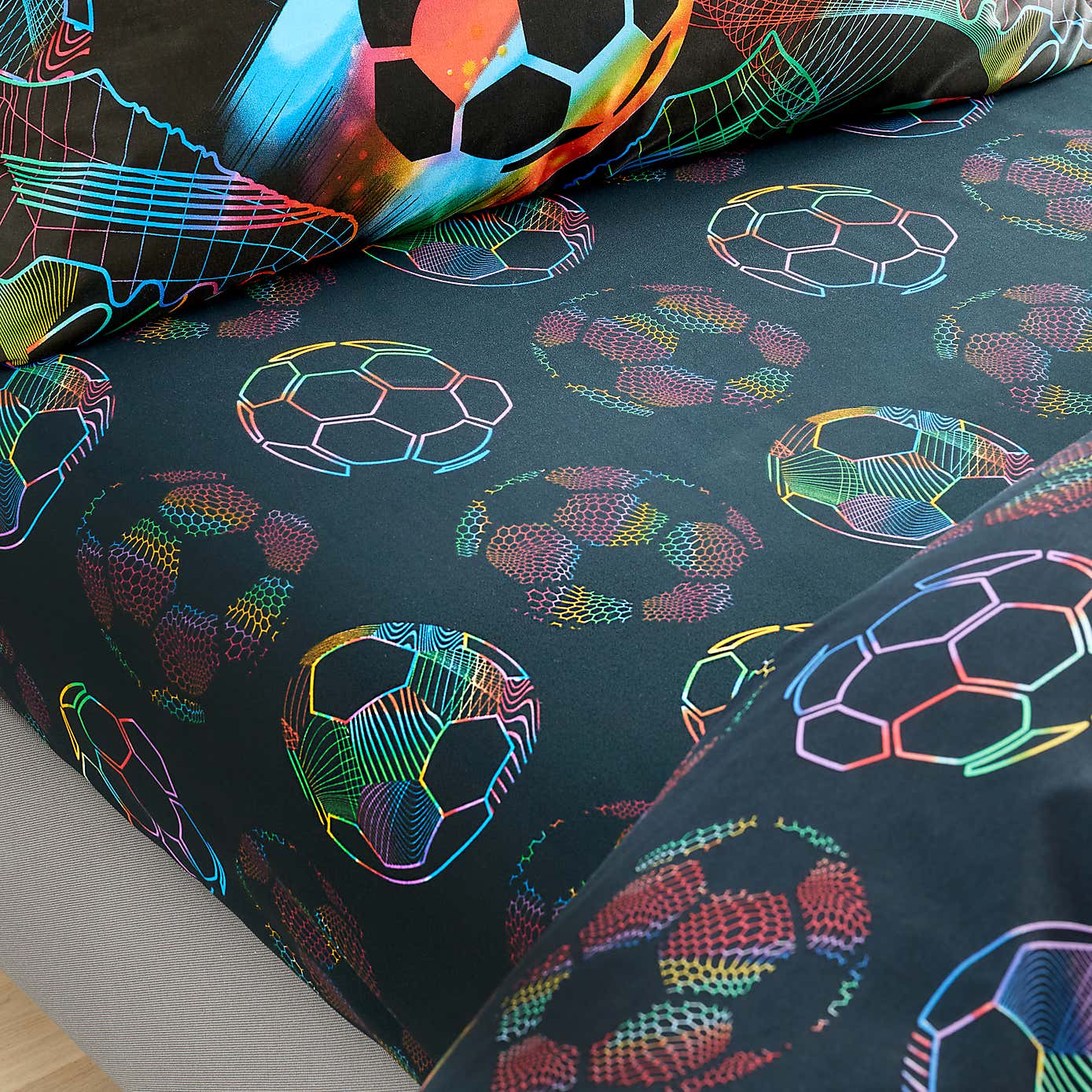 Bright Football Polycotton Fitted Sheet