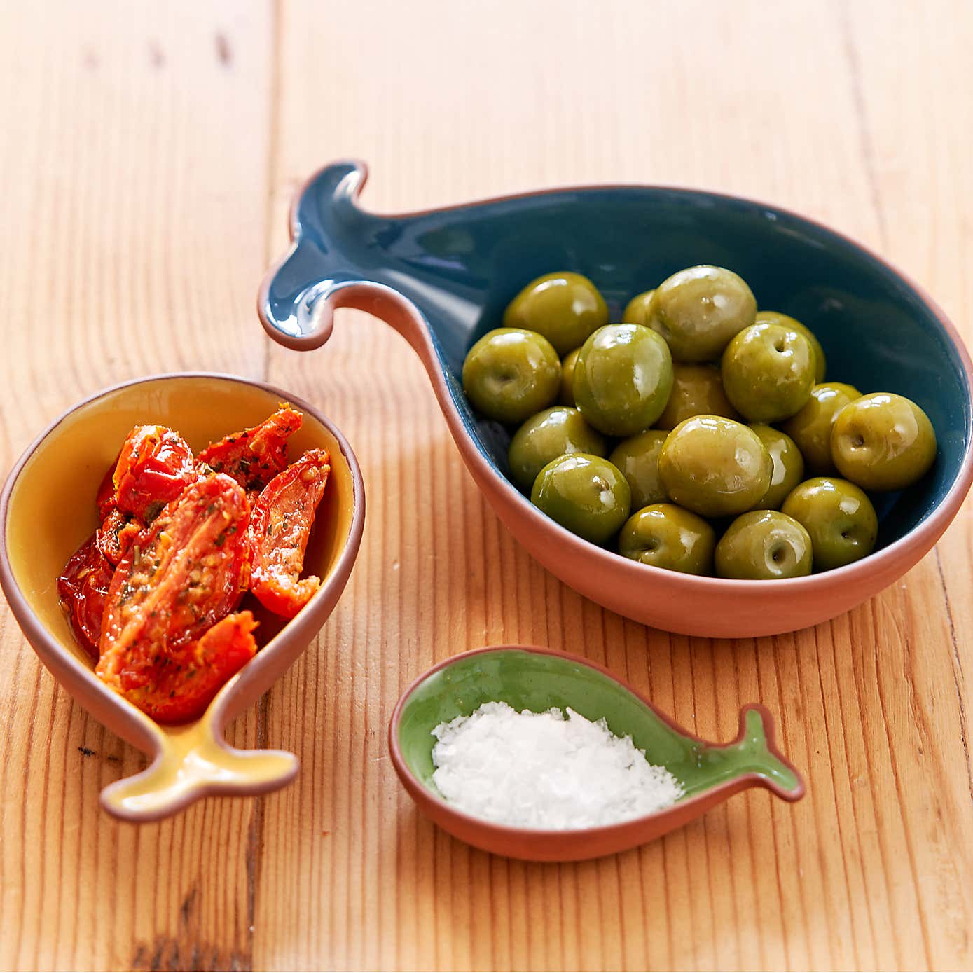 Dexam Sintra Set of 3 Glazed Terracotta Fish Tapas Dishes