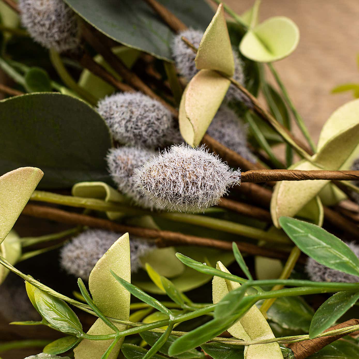 Artificial Eucalyptus Foliage and Pussy Willow Wreath