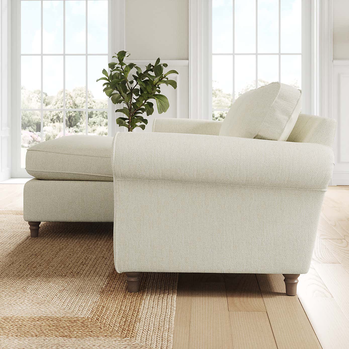 Flori Corner Chaise Sofa, Chunky Chenille