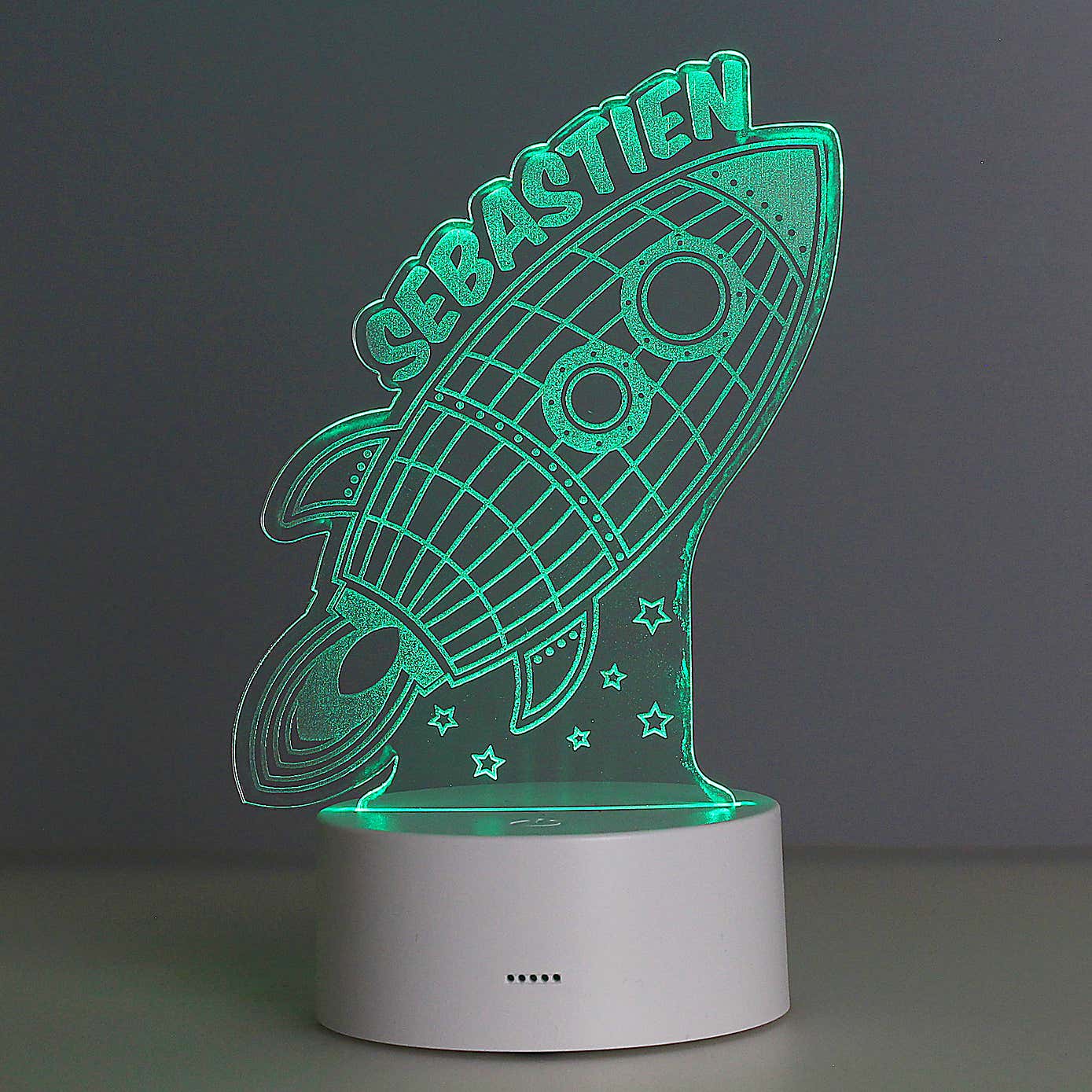 Personalised Space Rocket Colour Changing Night LED Light