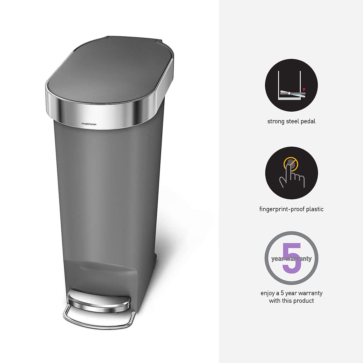 Simple Human 40 Litre Pedal Bin with Liners