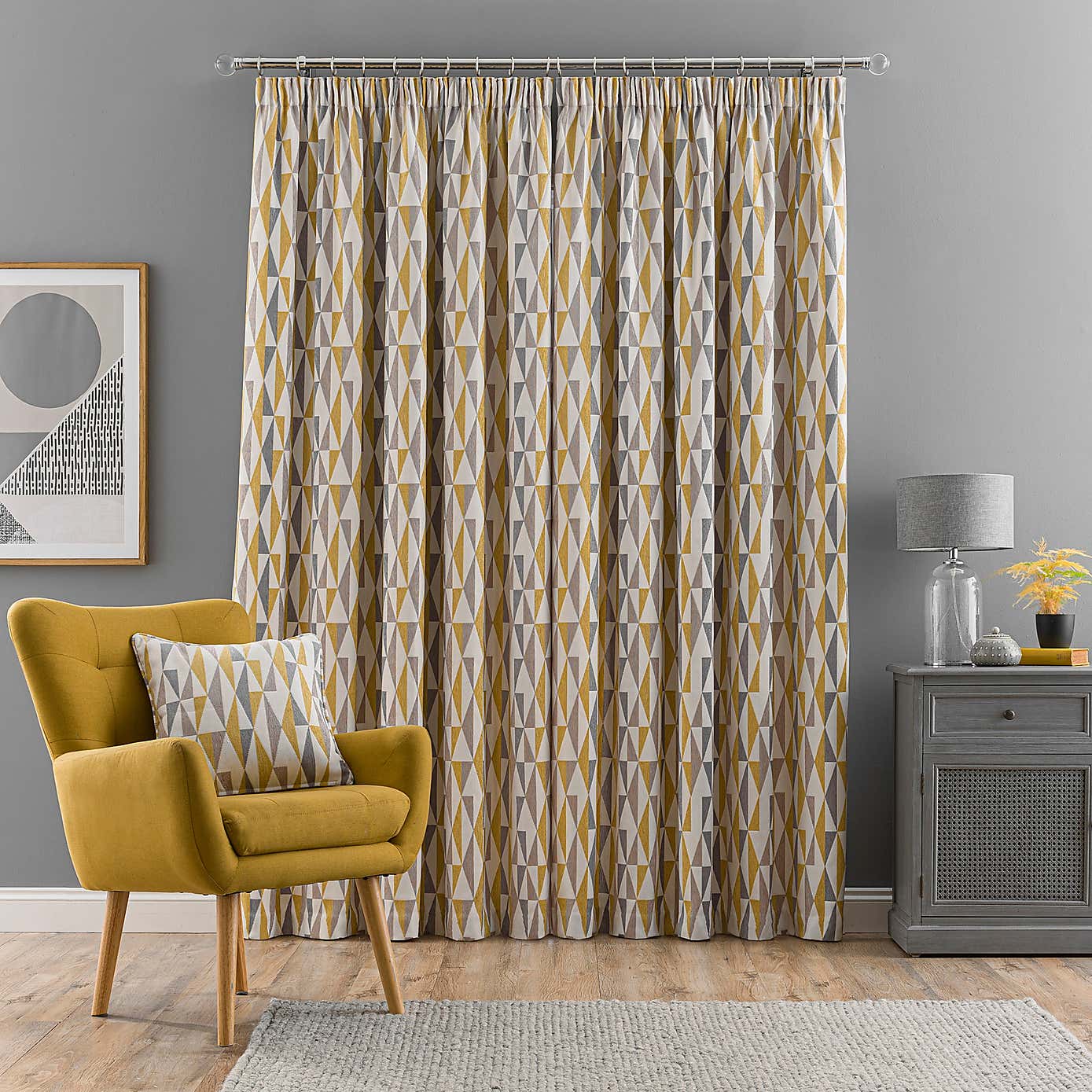 Elements Triangles Pencil Pleat Curtains